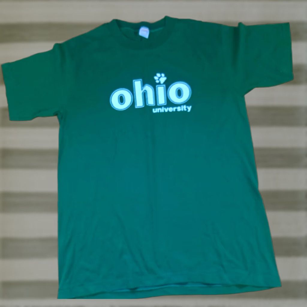 Vintage Ohio University Green Printed T-Shirt USA made XL Single Stitch Sportswear Size US XL / EU 56 / 4 - 1 Thumbnail
