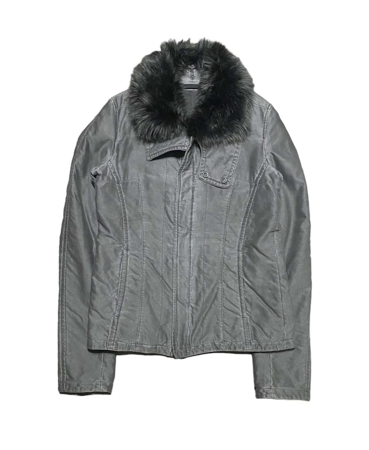 image of Ma_Julius Detachable Fur Collar Moleskin Jacket in Black, Men's (Size Medium)