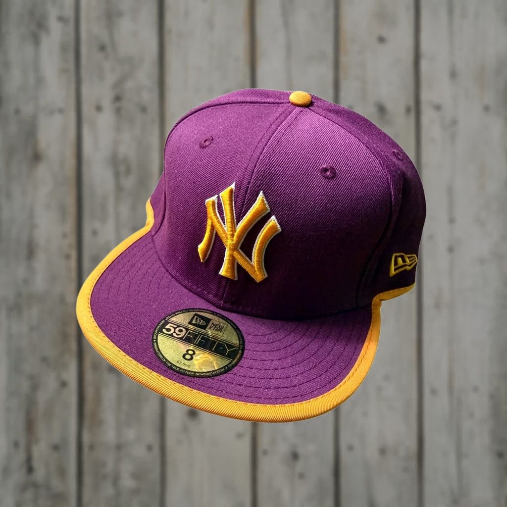 New Era VINTAGE New Era 59FIFTY New York Yankees Hat Mens Size 8 Purple Orange Fitted Cap MLB Size ONE SIZE - 1 Thumbnail