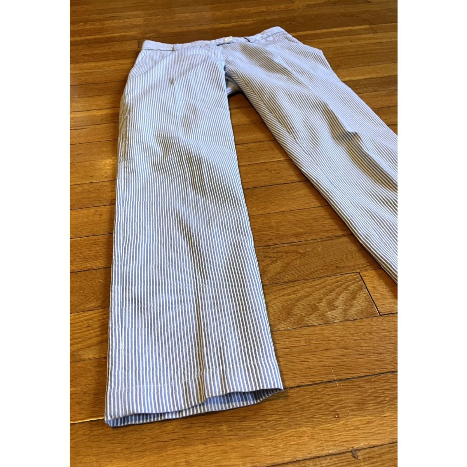 Rubinacci Amina Rubinacci Divino O Seersucker Pants Women’s 40 XS Blue Striped Italy Pants Women’s 40 XS Blue Seersucker Striped Vintage No Size 27" / US 4 / IT 40 - 2 Thumbnail
