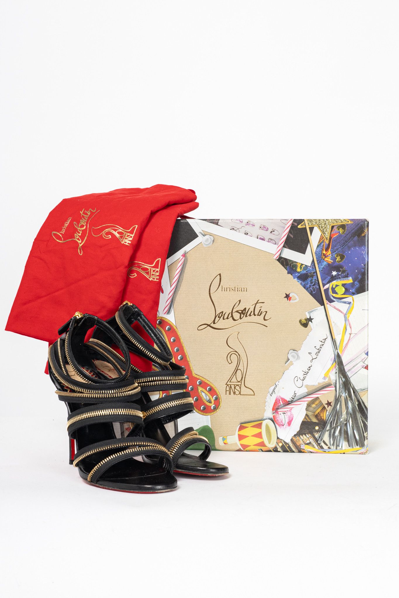Christian Louboutin Christian Louboutin Unzip 100 Black & Gold Kid Leather Booty Size US 9 / IT 39 - 11 Thumbnail