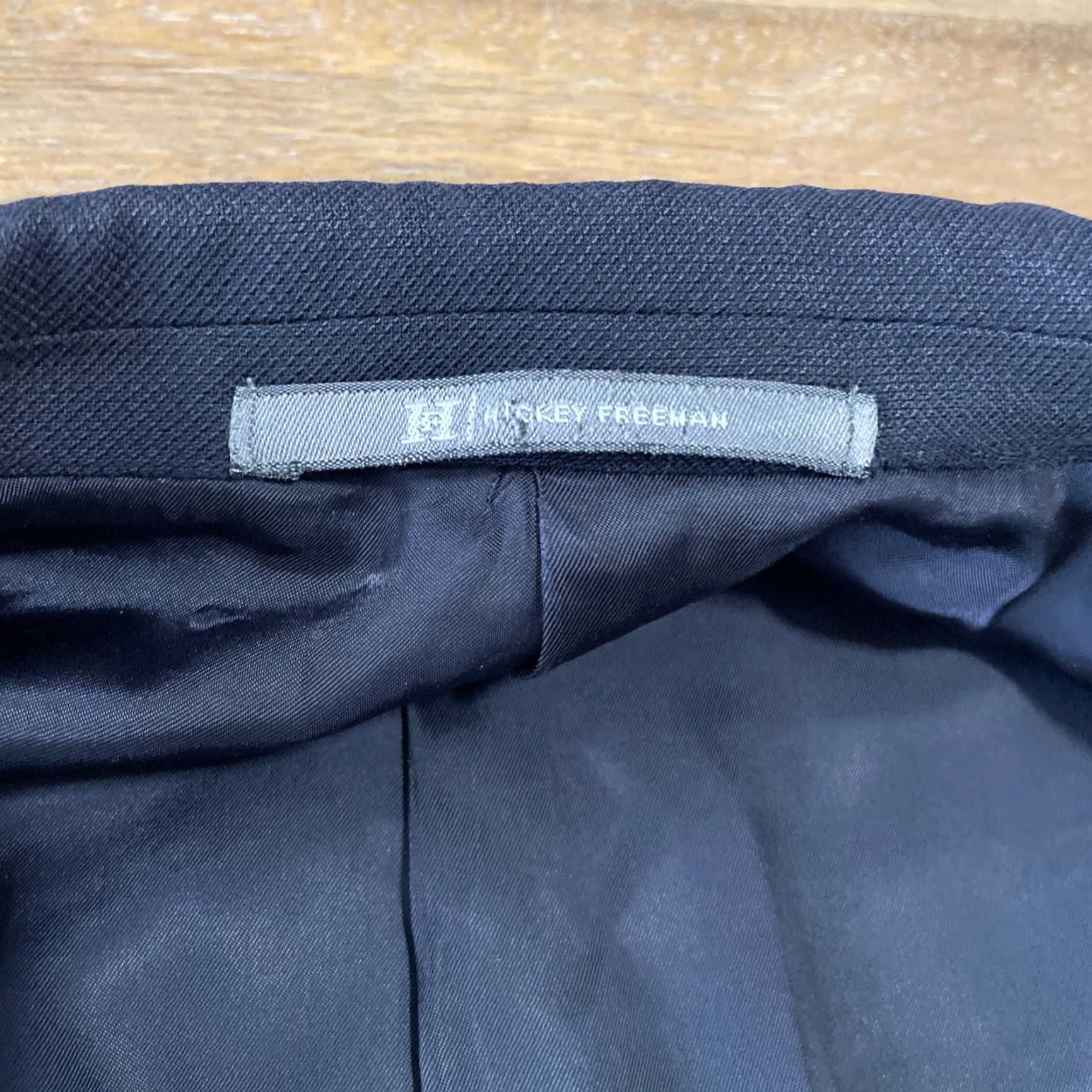 Vintage Hickey Freeman Blazer Sport Jacket Mens 42R Wool Blue Notch Single-Breasted 2-Button Front Vintage Regular Size 42R - 7 Thumbnail