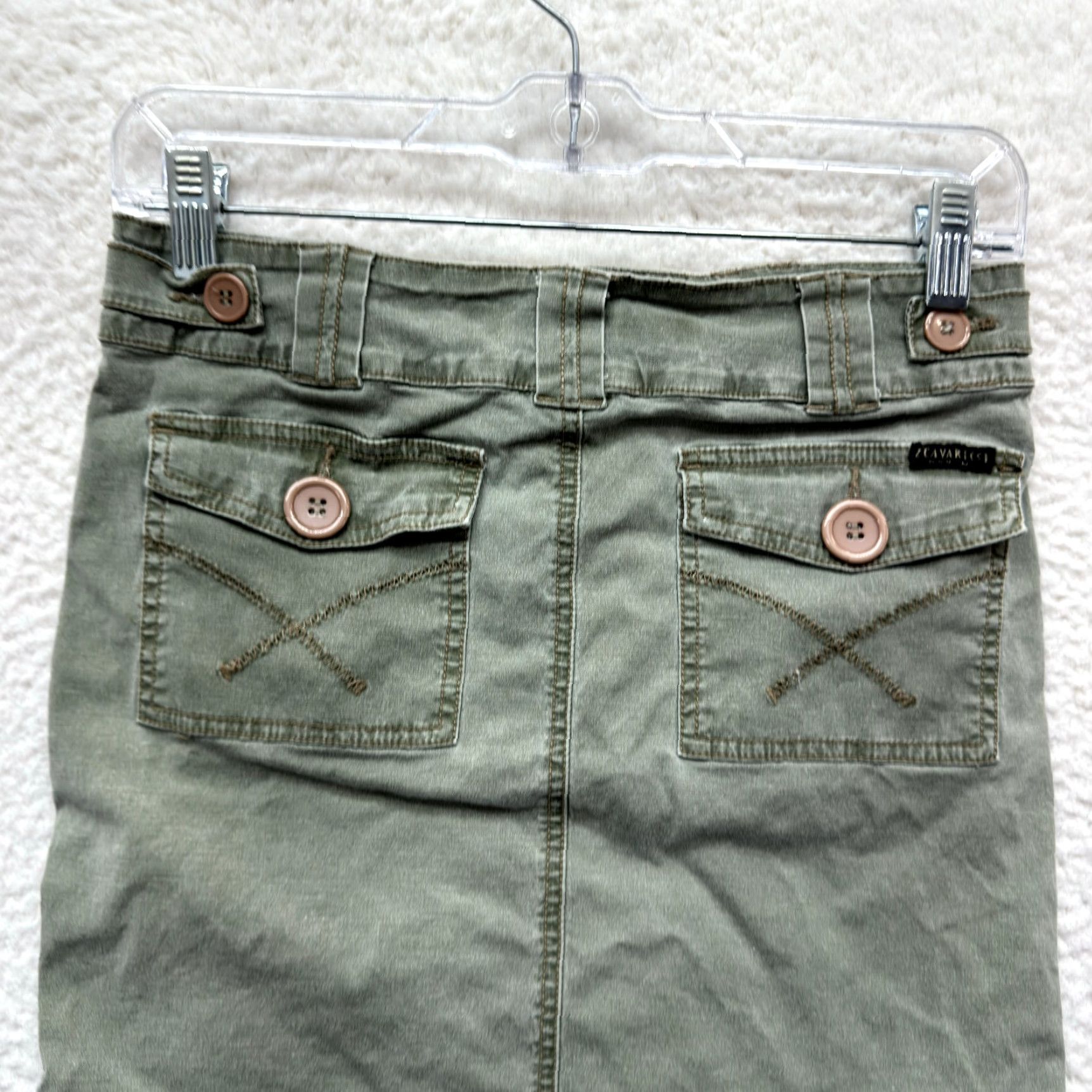 Olive VINTAGE Y2K Low Rise Cargo Skirt 0 2/24/25 Small Olive Khaki Green Fairy Grunge Women's Girls Mens Z Cavaricci Cotton Blend 2 Regular Green Sh0? Size 26" / US 2 / IT 38 - 3 Thumbnail