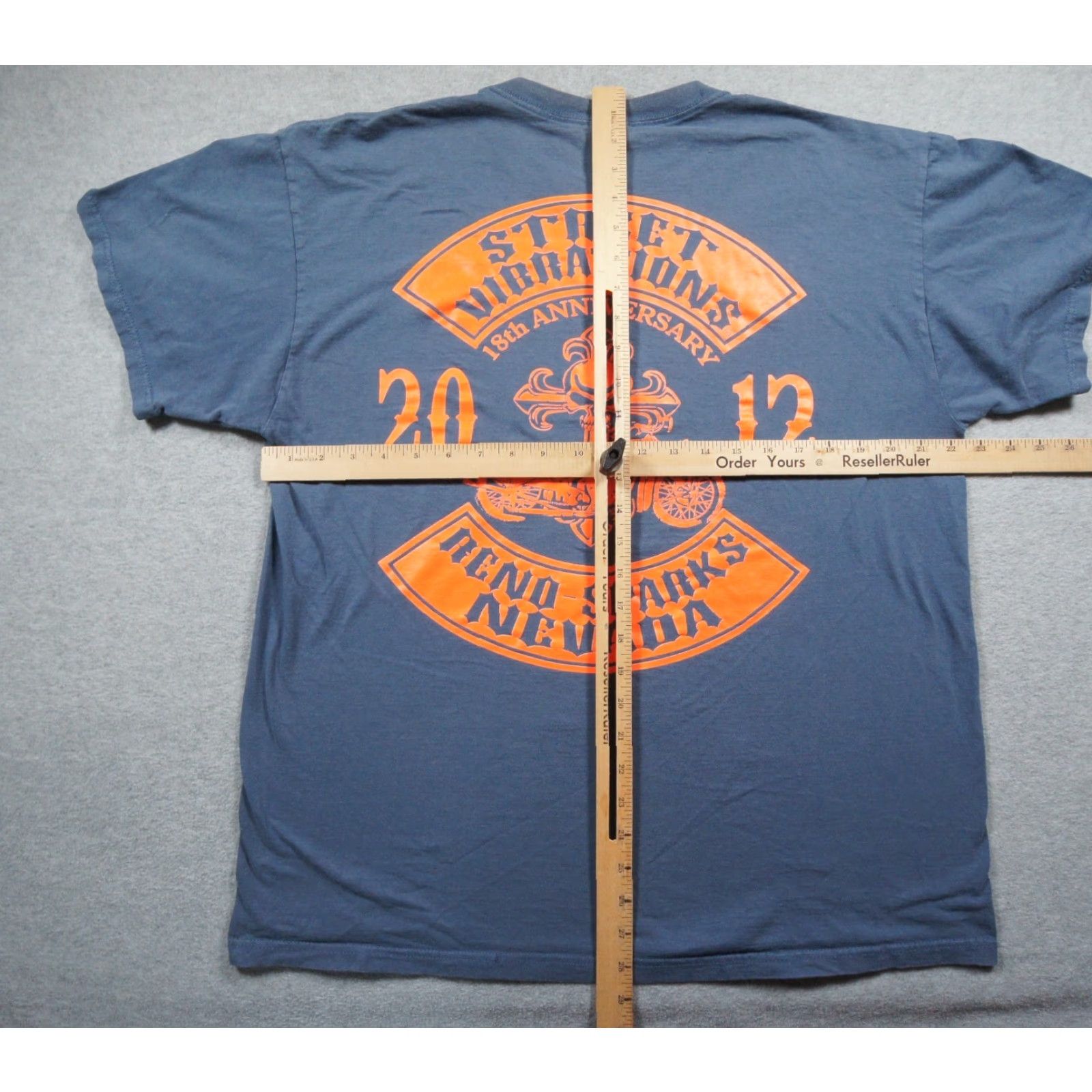 Fruit Of The Loom Street Vibrations Shirt Mens XL Blue Motorcycle Tee Reno Nevada Biker 2012 Fruit of the Loom T-Shirt Size US XL / EU 56 / 4 - 7 Thumbnail