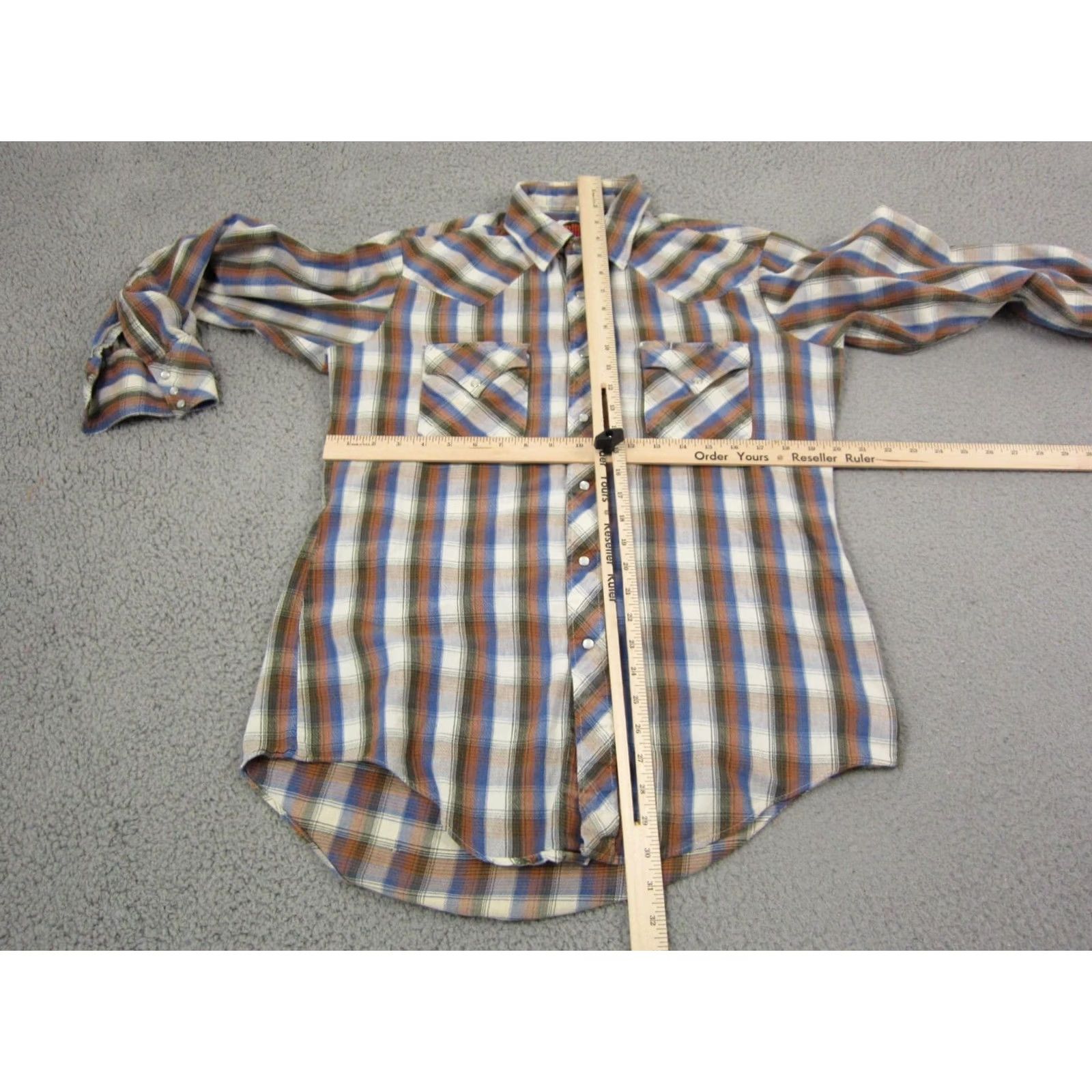 Vintage VINTAGE Miller Shirt Adult Medium Brown Blue Flannel 70s Western Snap Mens Size US M / EU 48-50 / 2 - 5 Thumbnail