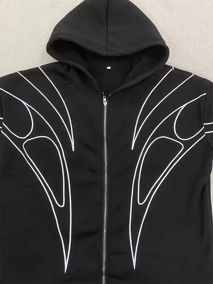 Japanese Brand Black Techwear Hoodie Line Zip-Up Streetwear Cyberpunk Goth Size US XL / EU 56 / 4 - 4 Thumbnail