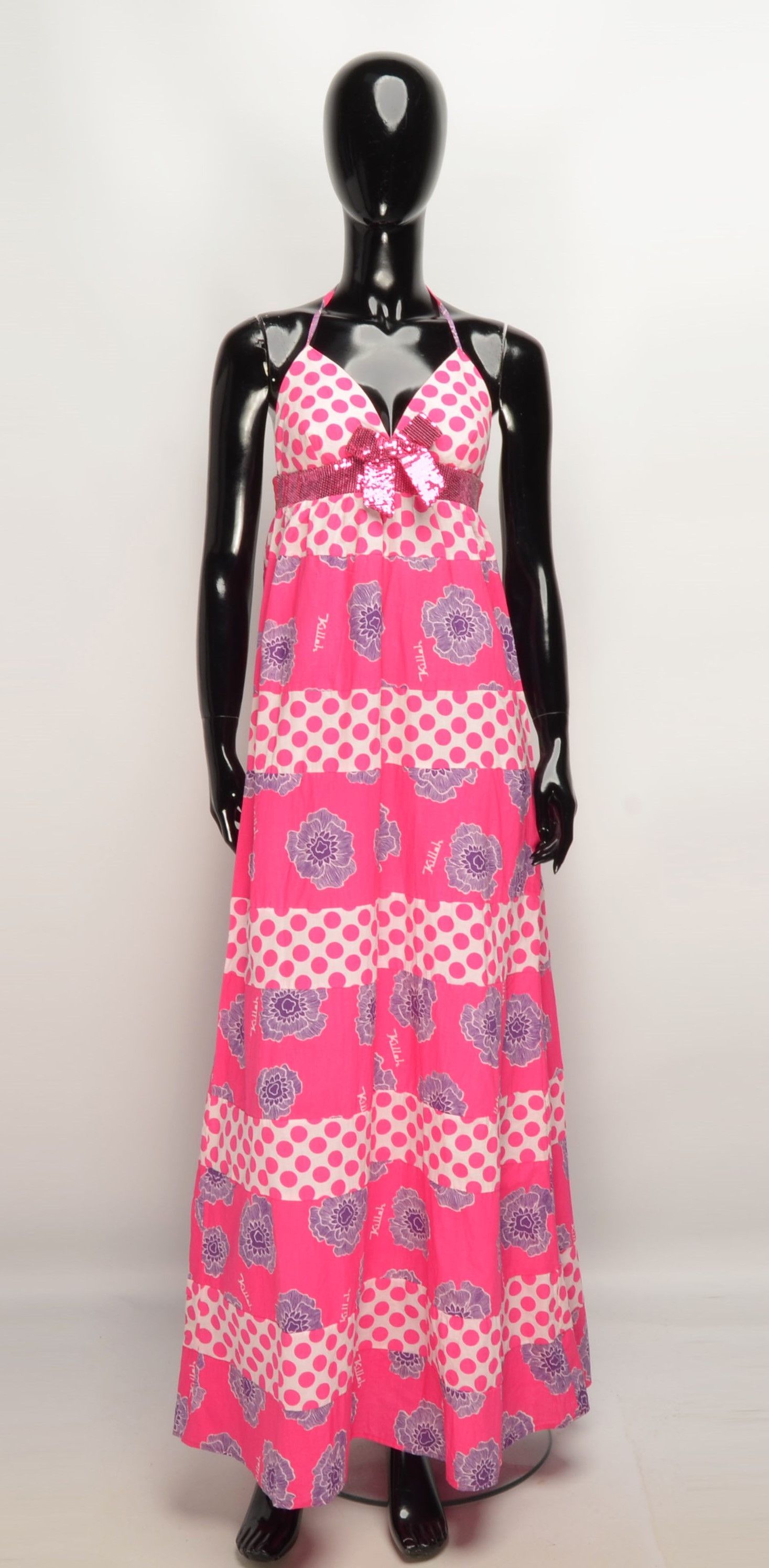 Miss Sixty Killah by Miss Sixty Y2K Floral Polka Dot Maxi Halter Dress Size S / US 4 / IT 40 - 1 Thumbnail