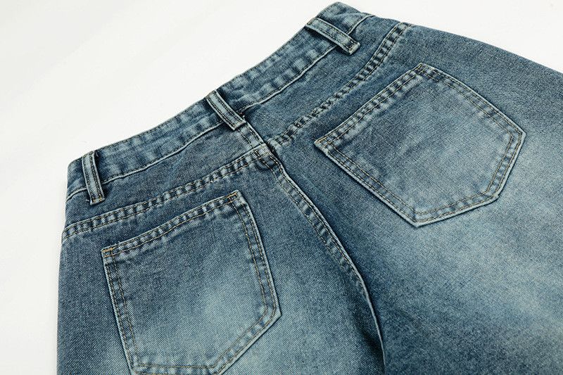 Jean American retro embroidered star loose scimitar washed jeans Size US 32 / EU 48 - 5 Thumbnail
