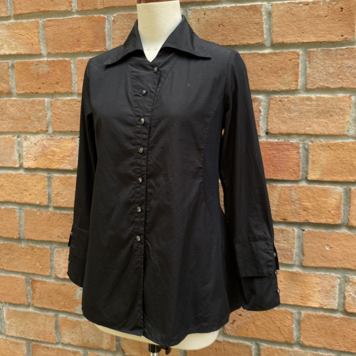 TRUNK Black Long-Sleeve Collared Shirt
