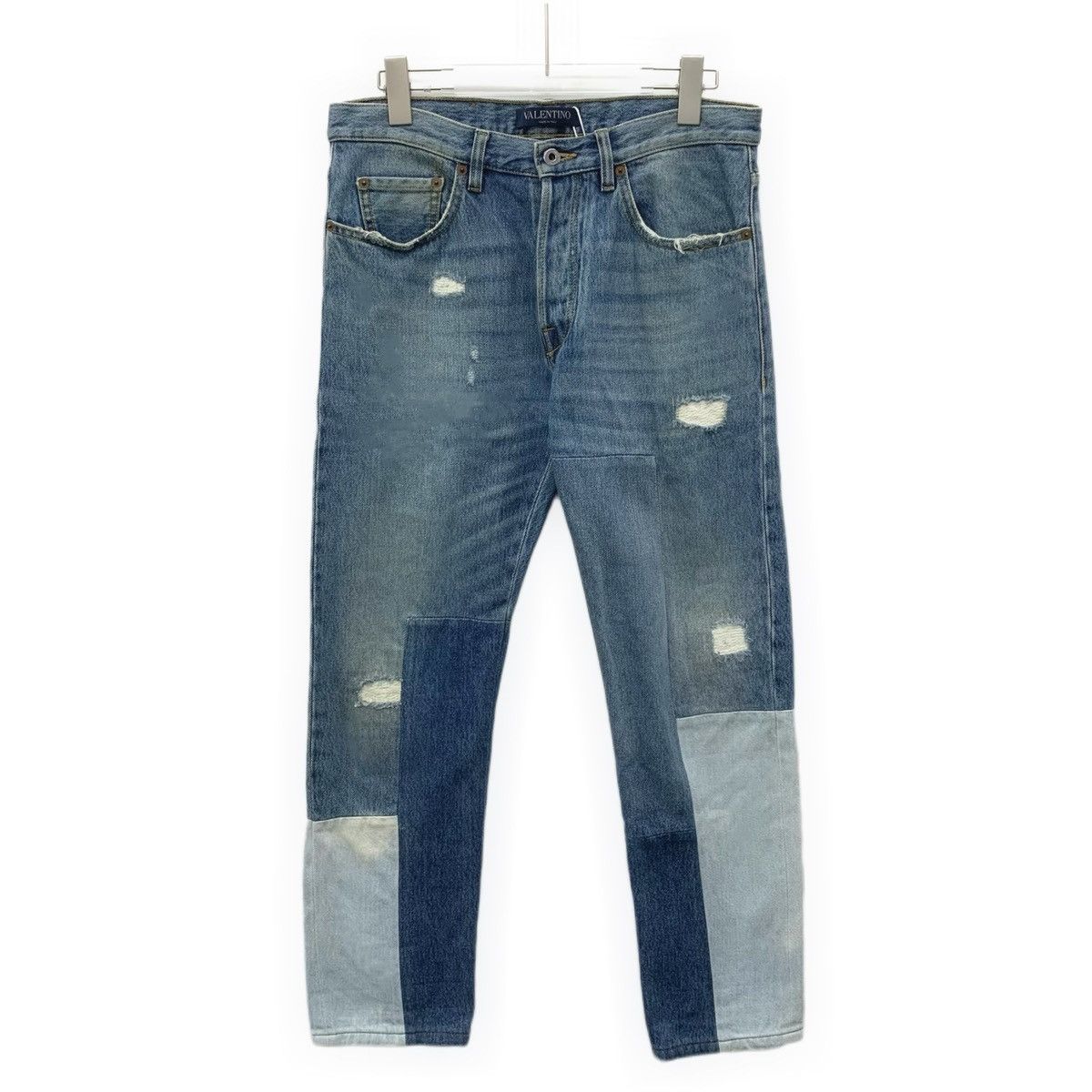 Valentino Valentino Spliced Fabric Distressed Casual Denim Pants K26WX Size 28" / US 6 / IT 42 - 1 Thumbnail