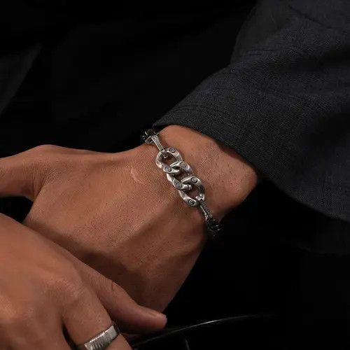 Jewelry Silver Chunky Link Chain Bracelet, Men's Bracelet Size ONE SIZE - 3 Thumbnail