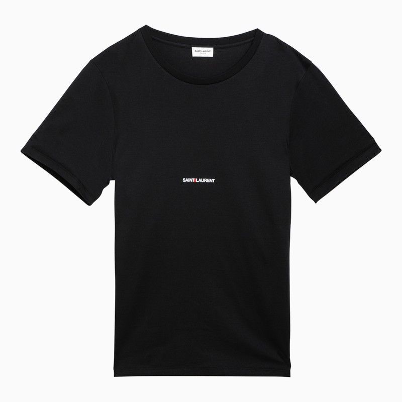 image of Saint Laurent Paris Saint Laurent Black Logo-Print Crewneck T-Shirt, Men's (Size Large)