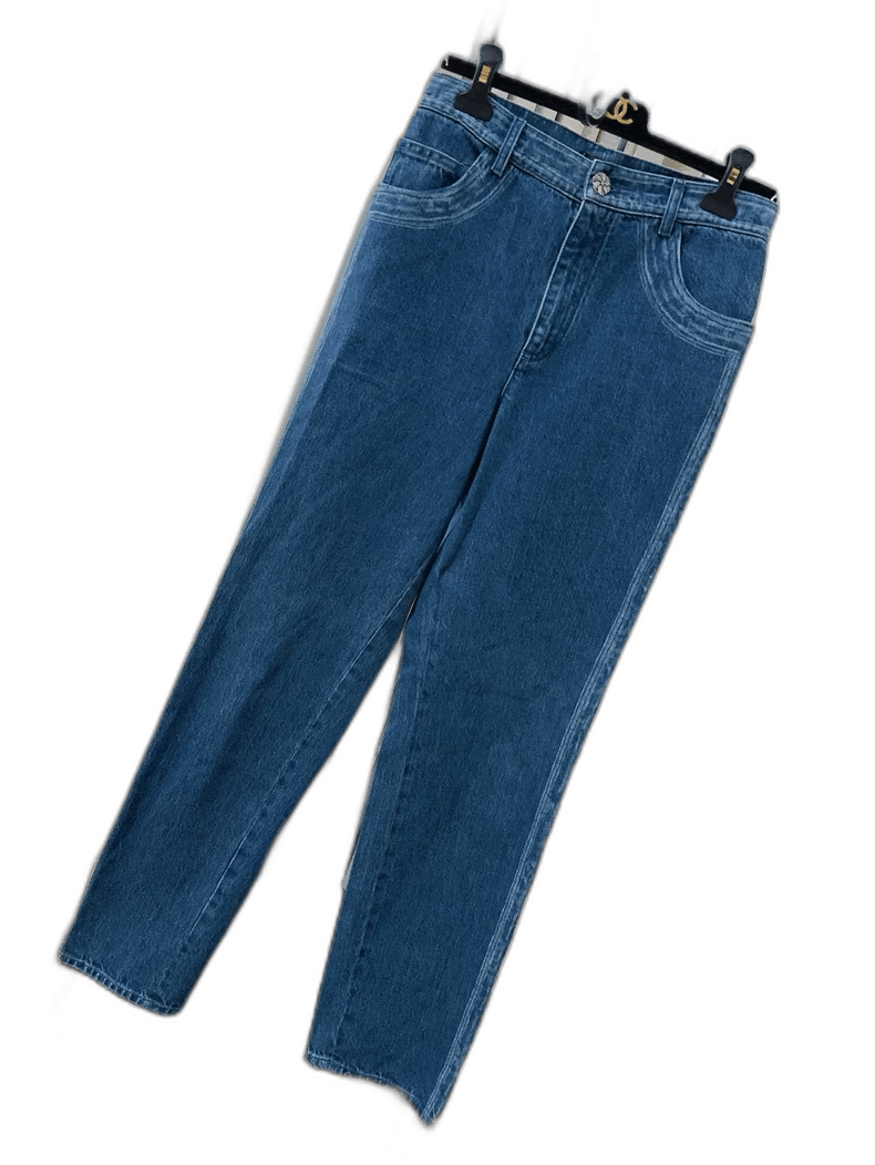 Chanel Chanel Blue Camellia Button Straight Jeans Size 38" / US 16 / IT 52 - 1 Thumbnail