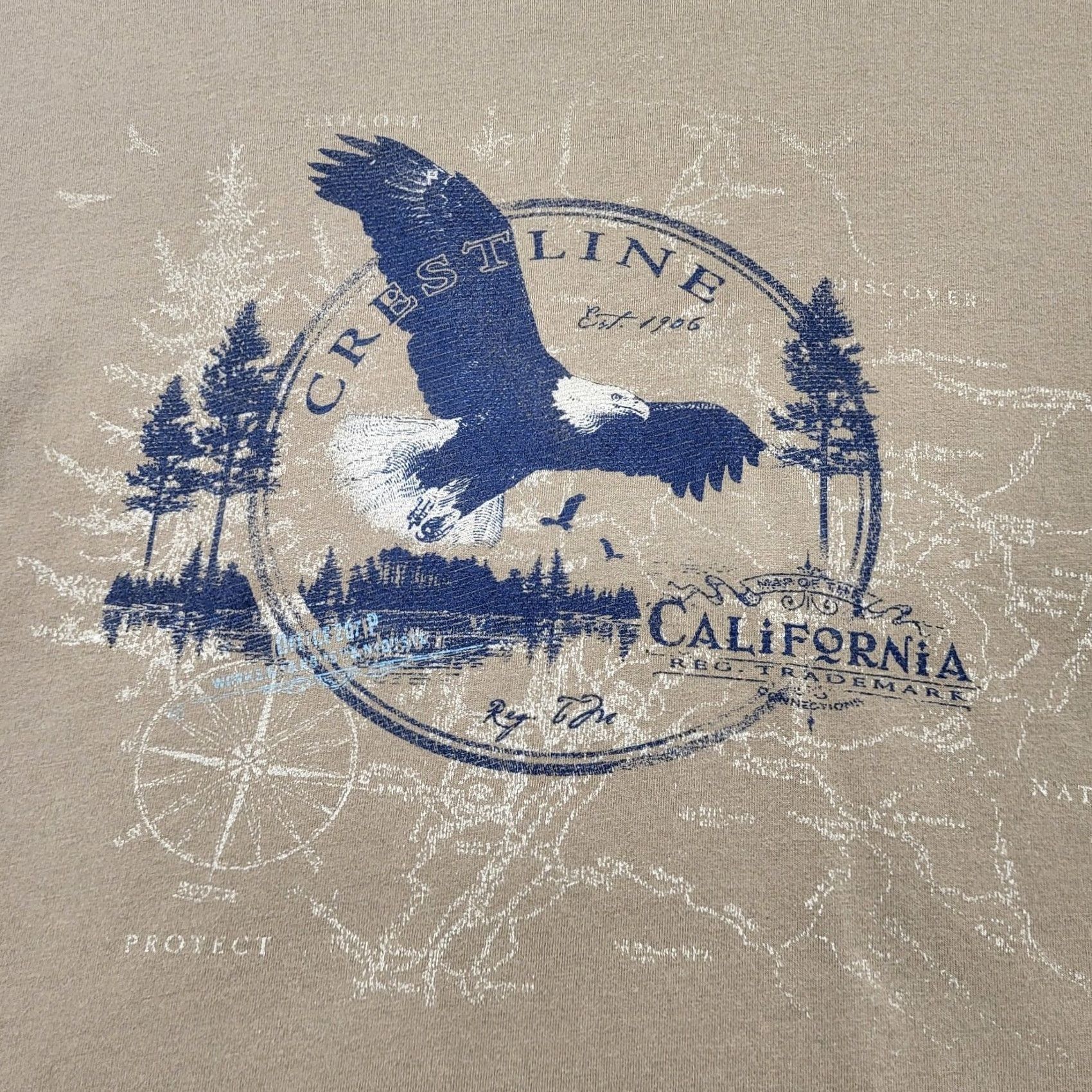 Vintage Crestliner California T-Shirt Brown Short Sleeve Eagle Classic Fit Men's L Size US L / EU 52-54 / 3 - 2 Thumbnail