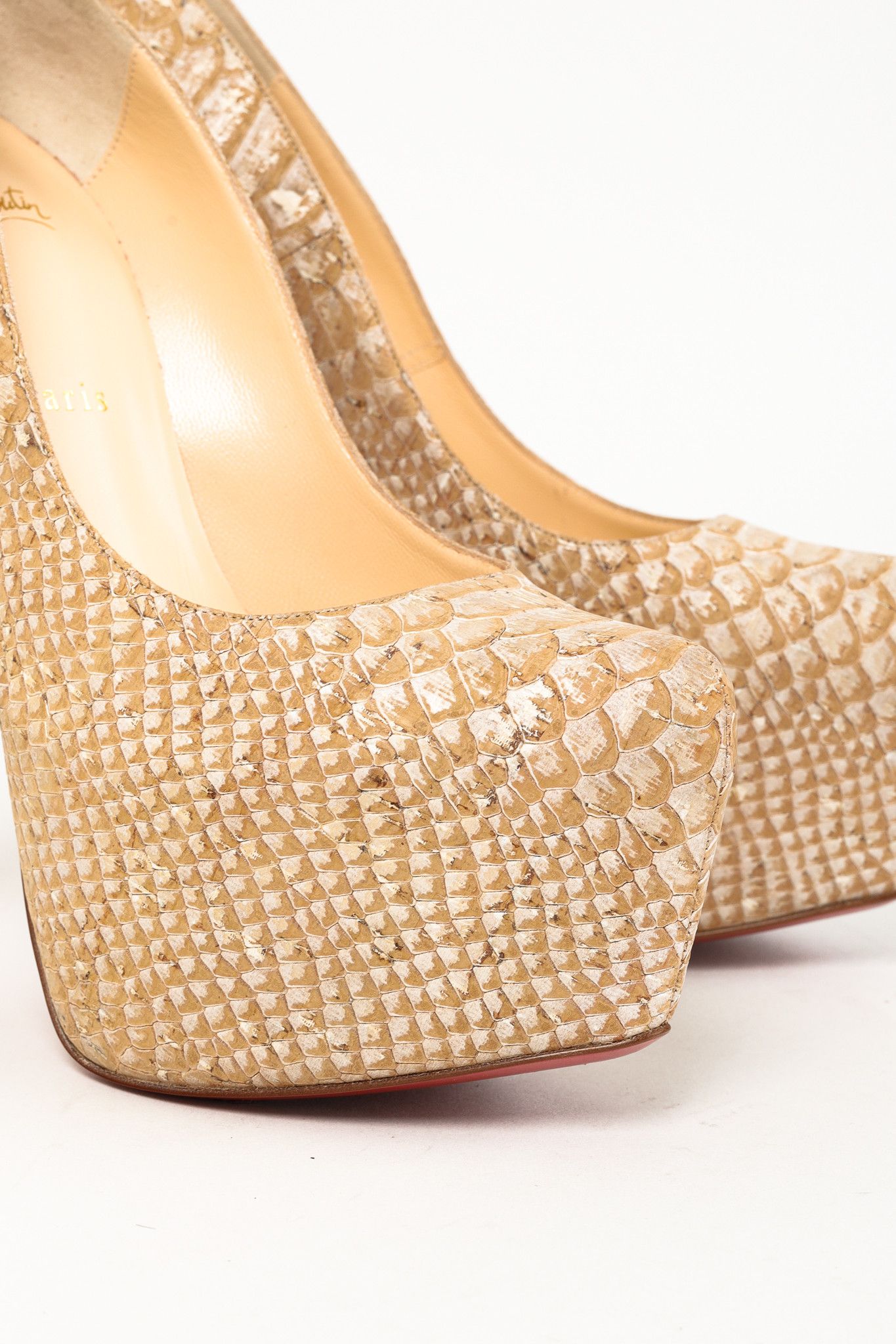 Christian Louboutin Christian Louboutin Daffodile 160 Snake-Embossed Platforms Size US 9 / IT 39 - 6 Thumbnail