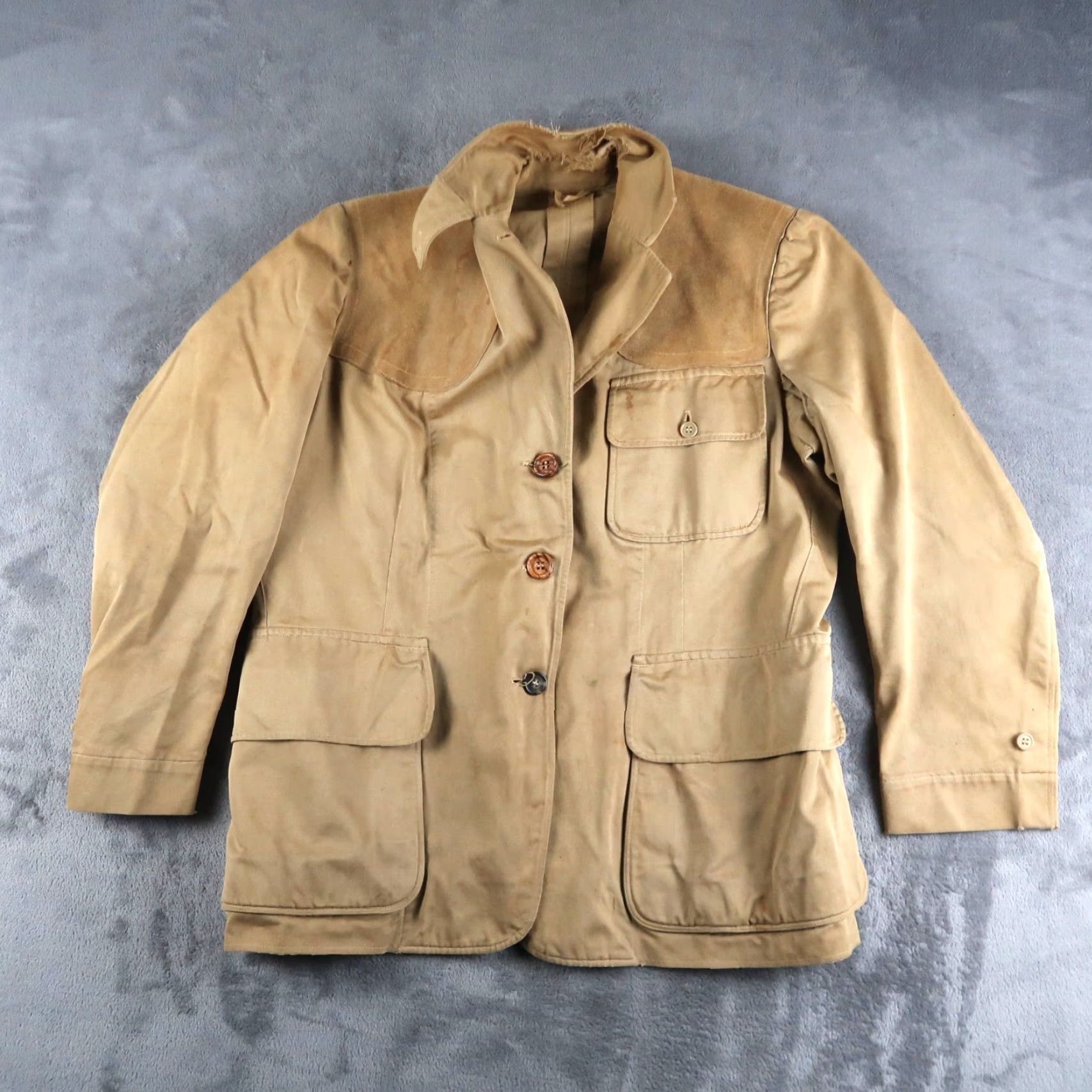 Vintage VINTAGE Hunting Jacket Mens Regular M Khaki Cotton Solid 40s Outdoor Vintage Size US M / EU 48-50 / 2 - 2 Thumbnail