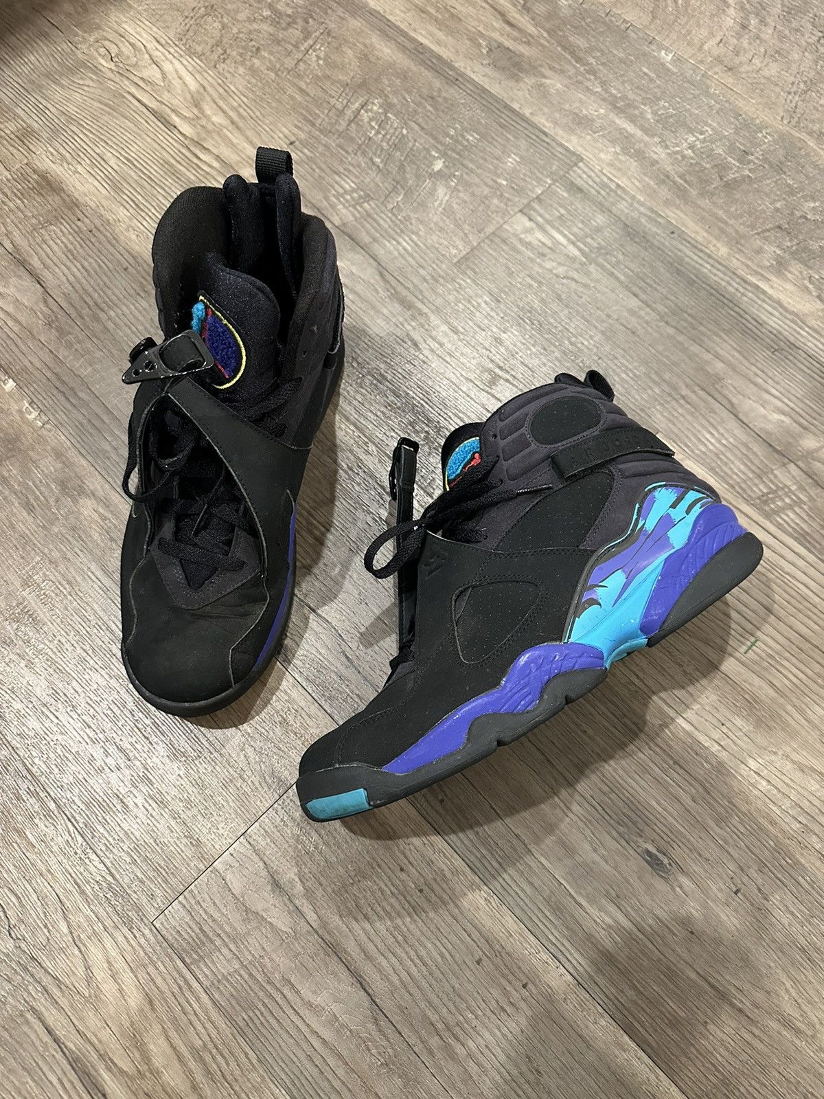 image of Air Jordan 8 Aqua 2007 Shoes in Black, Men's (Size 11)