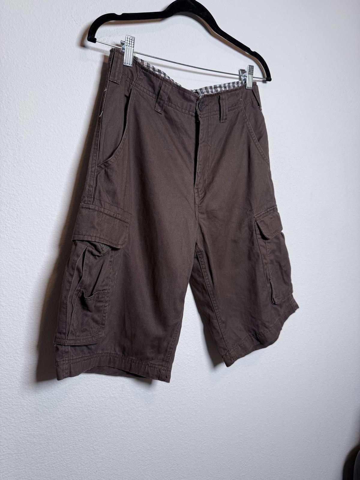 Designer Men's Y2K Grunge Brown Cargo Shorts Size 29 Size US 29 - 2 Thumbnail