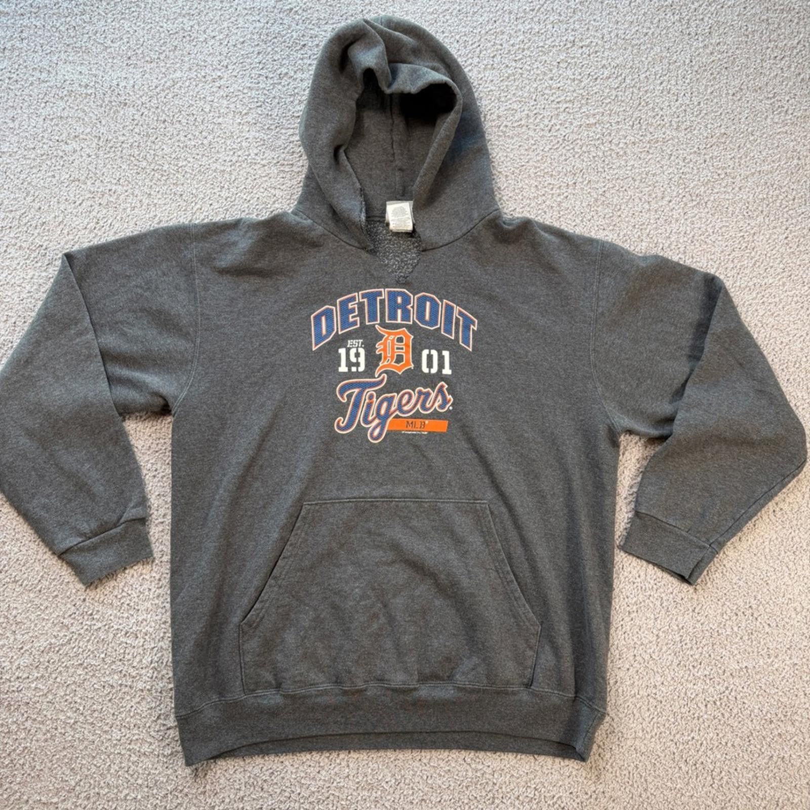 Other MLB Detroit Tigers Hoodie Men L Charcoal Pullover Sweatshirt Size US L / EU 52-54 / 3 - 1 Thumbnail