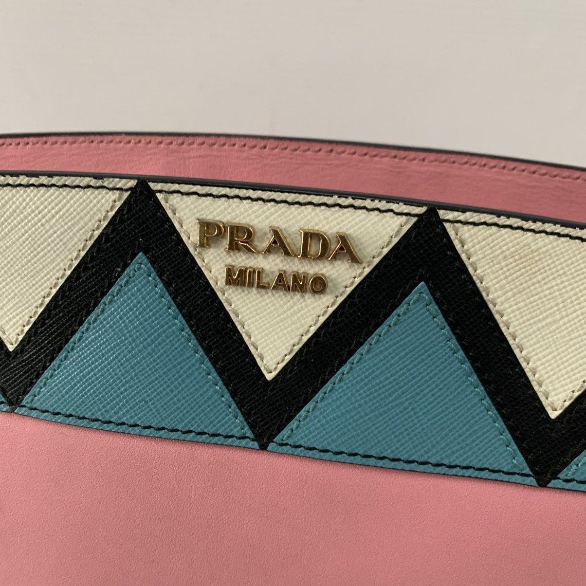 Prada Prada Leather Pink Clutch Bag Size ONE SIZE - 4 Thumbnail