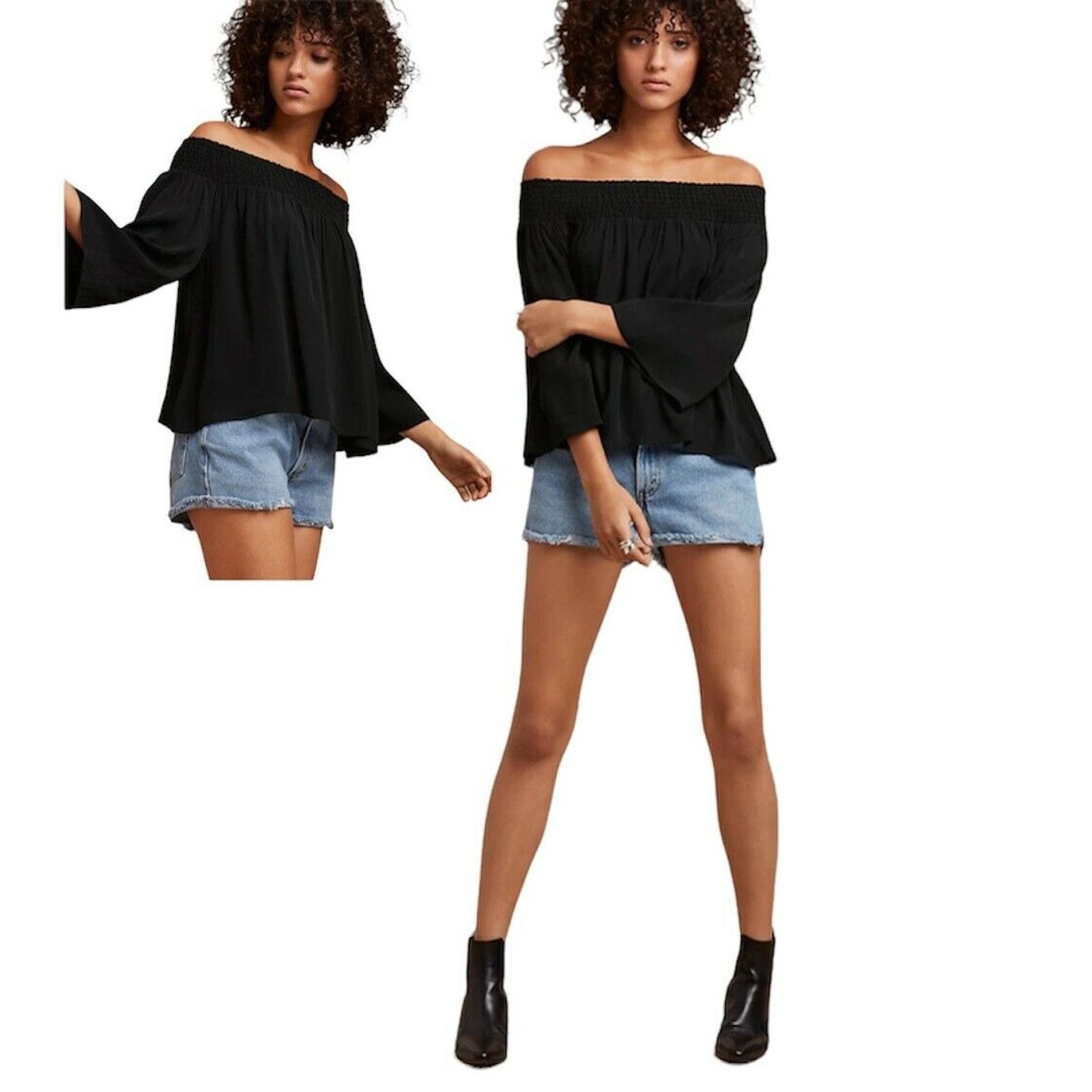 Aritzia Aritzia Talula Marcilly Off Shoulder Black Top Bell Sleeve S Size S / US 4 / IT 40 - 5 Thumbnail