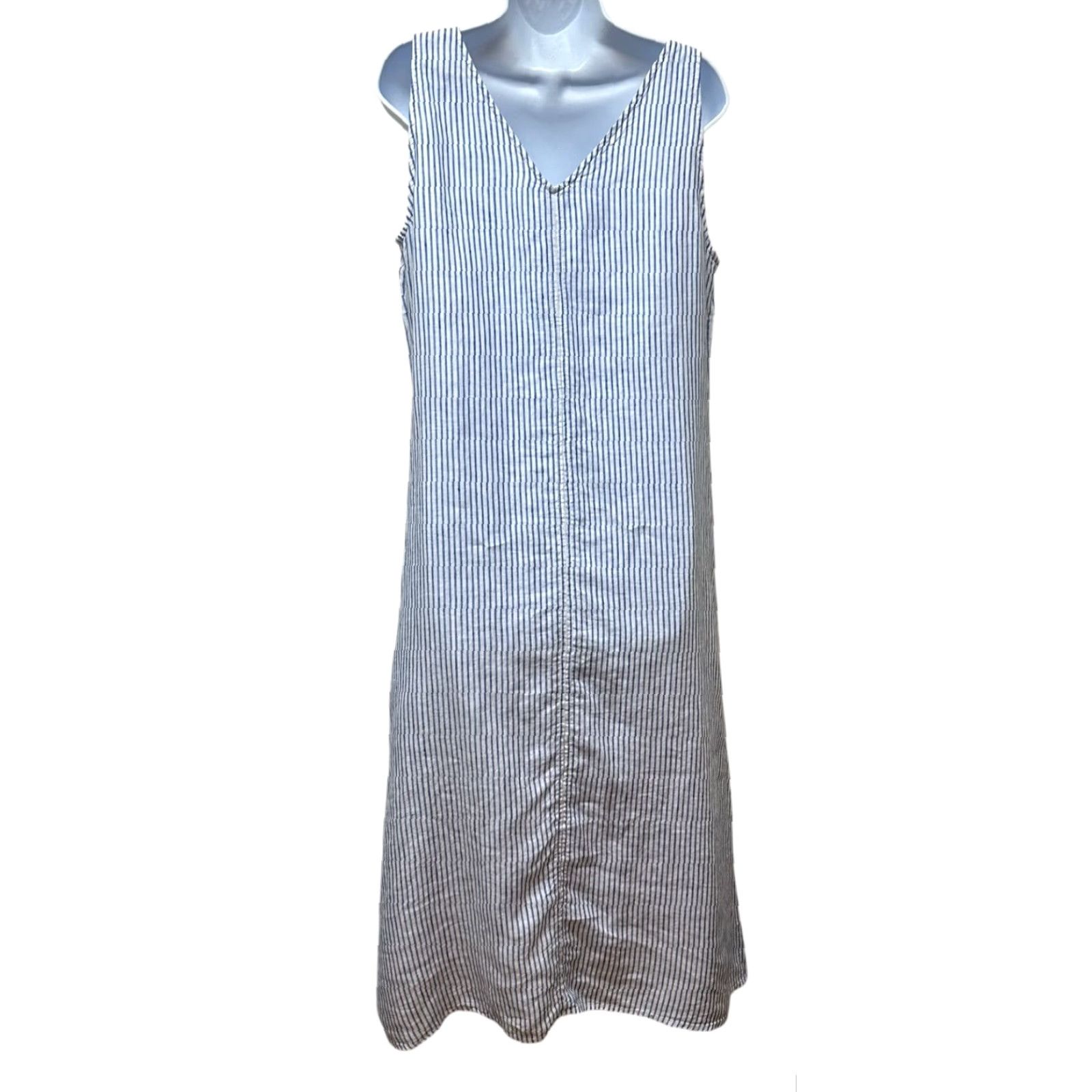 VINTAGE Talbots Striped Linen Midi Dress Size 8 Multicolor Nautical Beach  Womens Midi Dresses