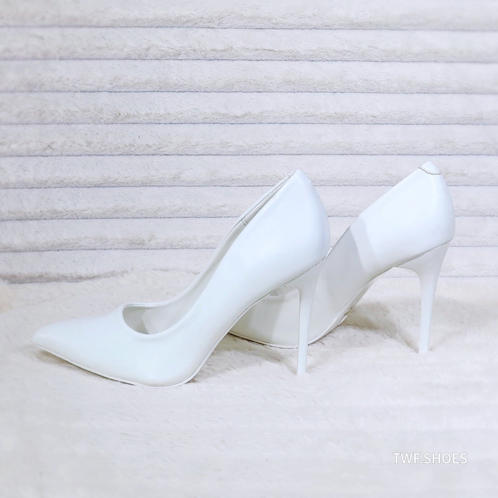 Other Fabio White Matte 4.5" High Heel Shoes Pointy Toe Pump US La Size US 9 / IT 39 - 5 Thumbnail