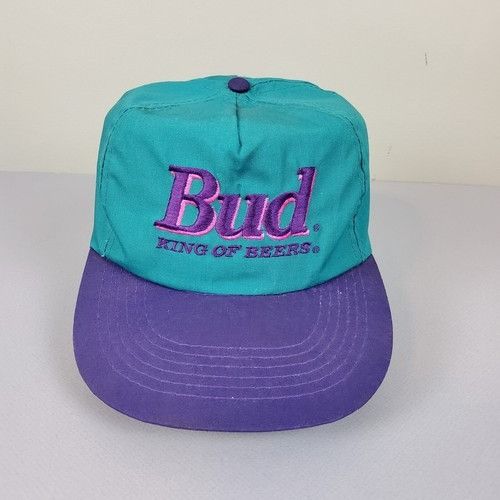 Other Vintage Bud King of Beers Teal Purple Snapback Hat Size ONE SIZE - 1 Thumbnail