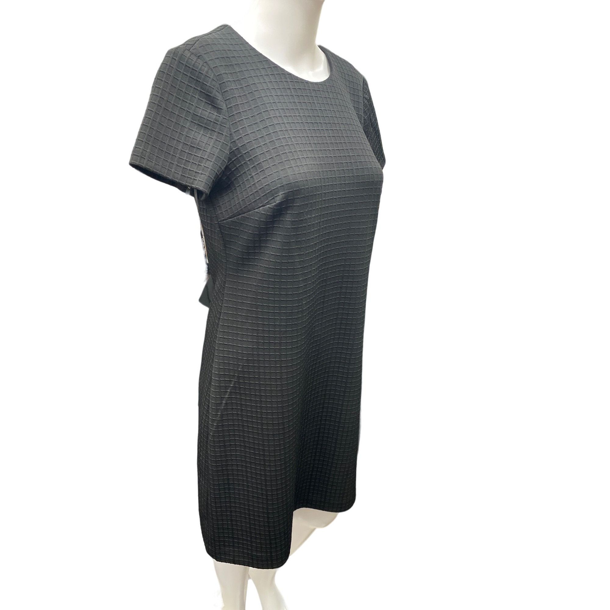 Calvin Klein Calvin Klein SKU 498 Black Textured Short Sleeve Sheath Dres Size S / US 4 / IT 40 - 6 Thumbnail