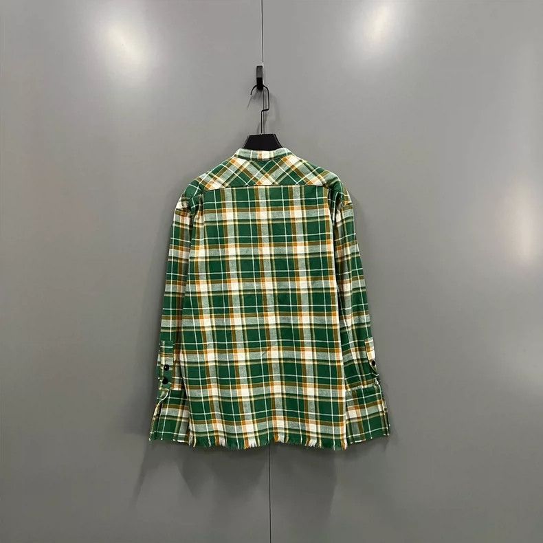 Greg Lauren greg laurenGreen plaid long sleeved shirt 2506-Nextarrow Size US M / EU 48-50 / 2 - 2 Thumbnail