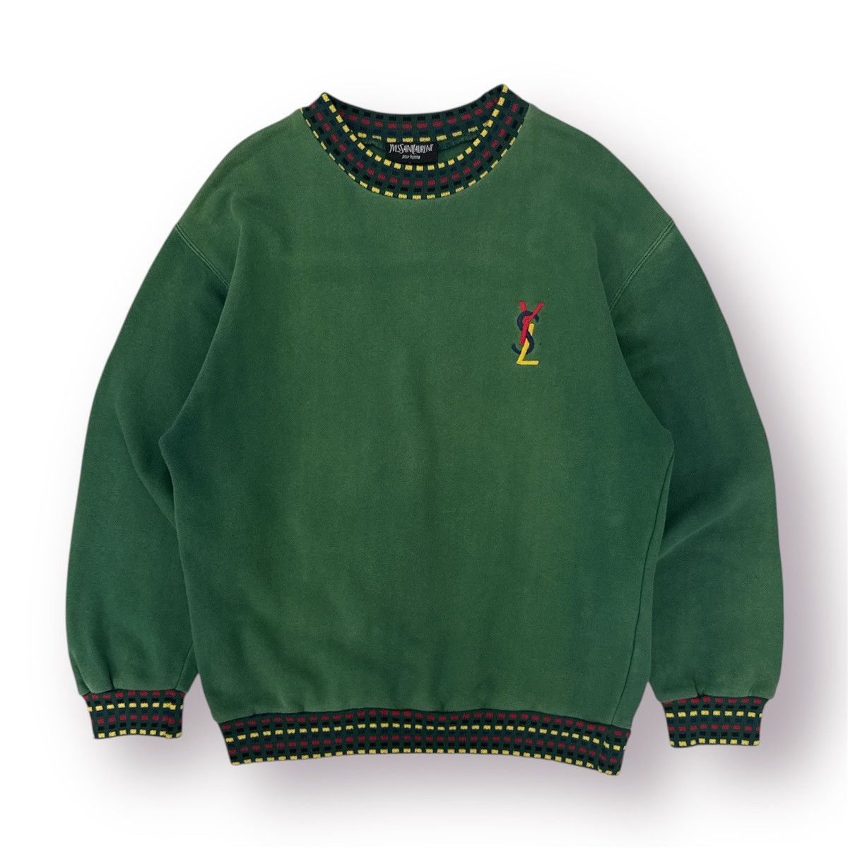 Yves Saint Laurent YvesSaintLaurent Embroided Spellout Logo Sunfaded Sweatshirt Size US M / EU 48-50 / 2 - 2 Thumbnail
