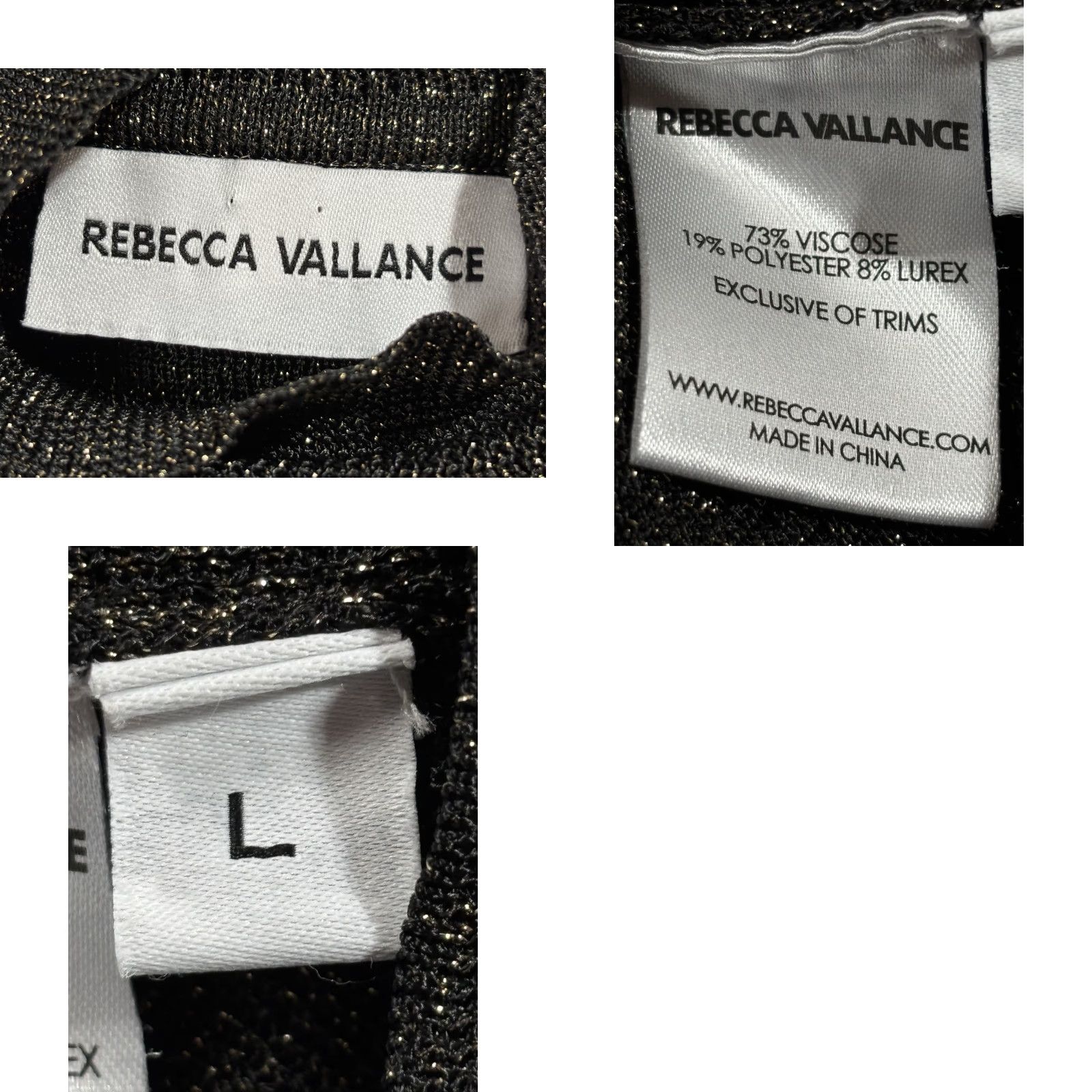 Vintage Rebecca Vallance Mancini Knit Mini Dress Womens Large Black Gold Metallic Flare Size L / US 10 / IT 46 - 8 Thumbnail