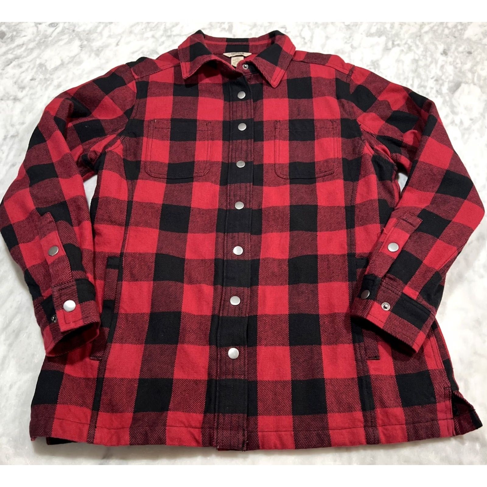 Duluth Trading Company Duluth Flannel Shacket Womens M Buffalo Plaid Lined Quilted Shirt Button-Up Casual Red Size M / US 6-8 / IT 42-44 - 2 Thumbnail