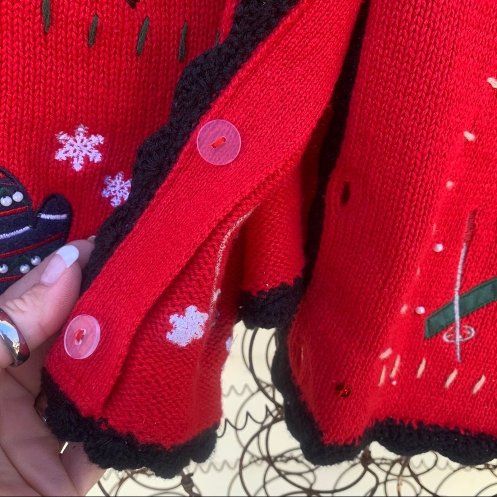 Vintage Vintage Basic Editions knit ugly Christmas cardigan SMALL Size S / US 4 / IT 40 - 6 Thumbnail