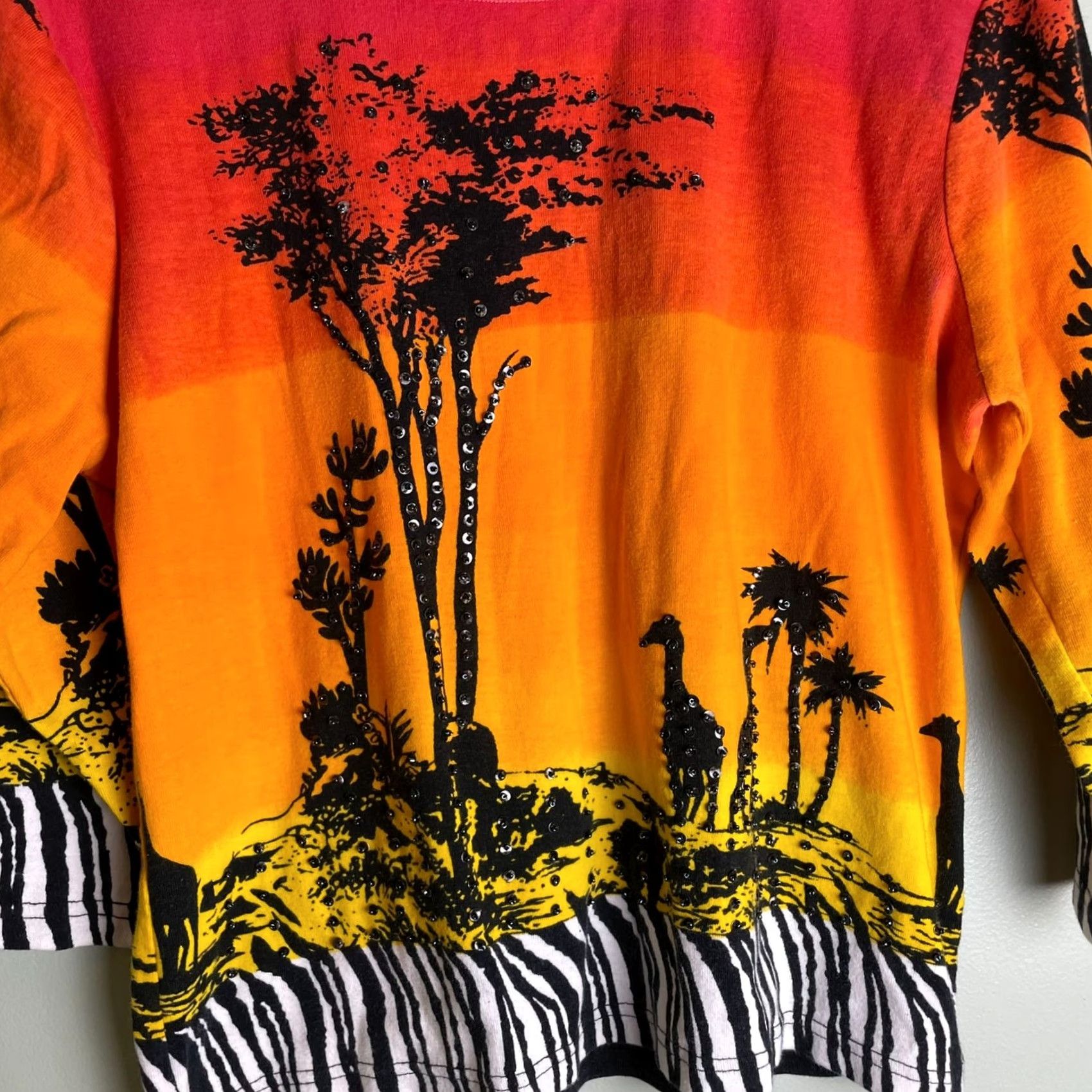 Vintage RARE Take-Two Vintage 90s African Safari Sunset Beaded Top XL Shirt Womens Size XL / US 12-14 / IT 48-50 - 2 Thumbnail
