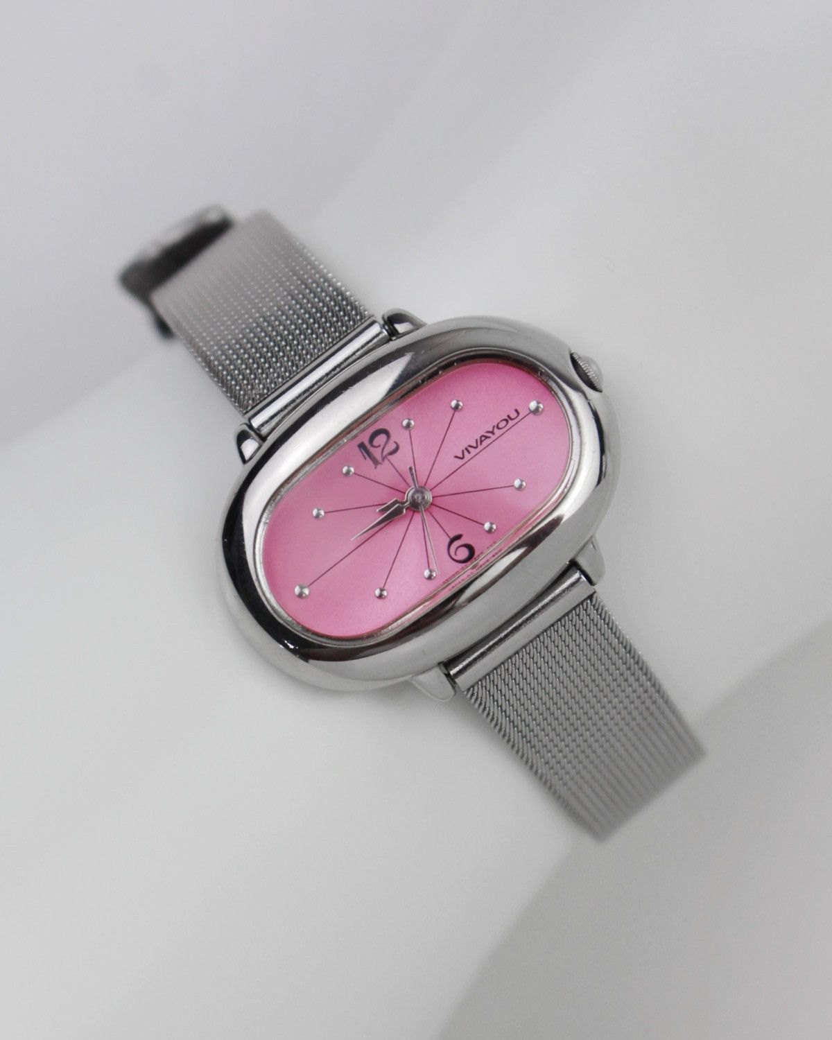 Hysteric Glamour 1990S ORIENT VIVAYOU PINK OVAL SPACE AGE MESH STRAP WATCH Size ONE SIZE - 3 Thumbnail