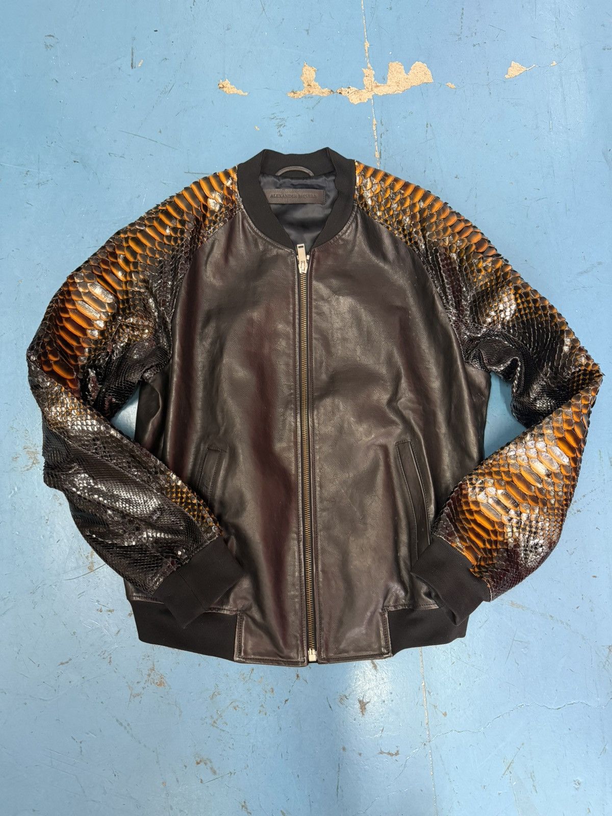 McQ Alexander McQueen ALEXANDER MCQUEEN BOMBER JACKET WITH PYTHON SLEEVES Size US XL / EU 56 / 4 - 5 Thumbnail