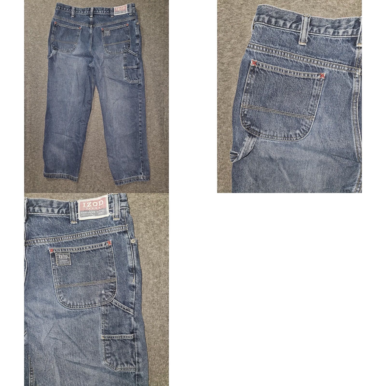 Izod VINTAGE IZOD Jeans Men 36x30 Blue Carpenter Hammer Loop Utility Pockets Jeans Mens 36 Regular Denim 5-Pocket IZOD Carpenter Size US 36 / EU 52 - 8 Thumbnail