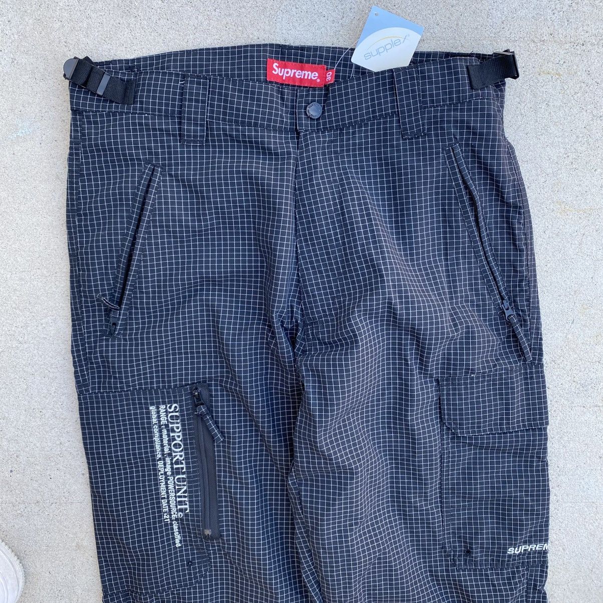 Supreme Supreme Support Unit Nylon Cargo Pants Black Grid 2021 Size US 30 / EU 46 - 2 Thumbnail