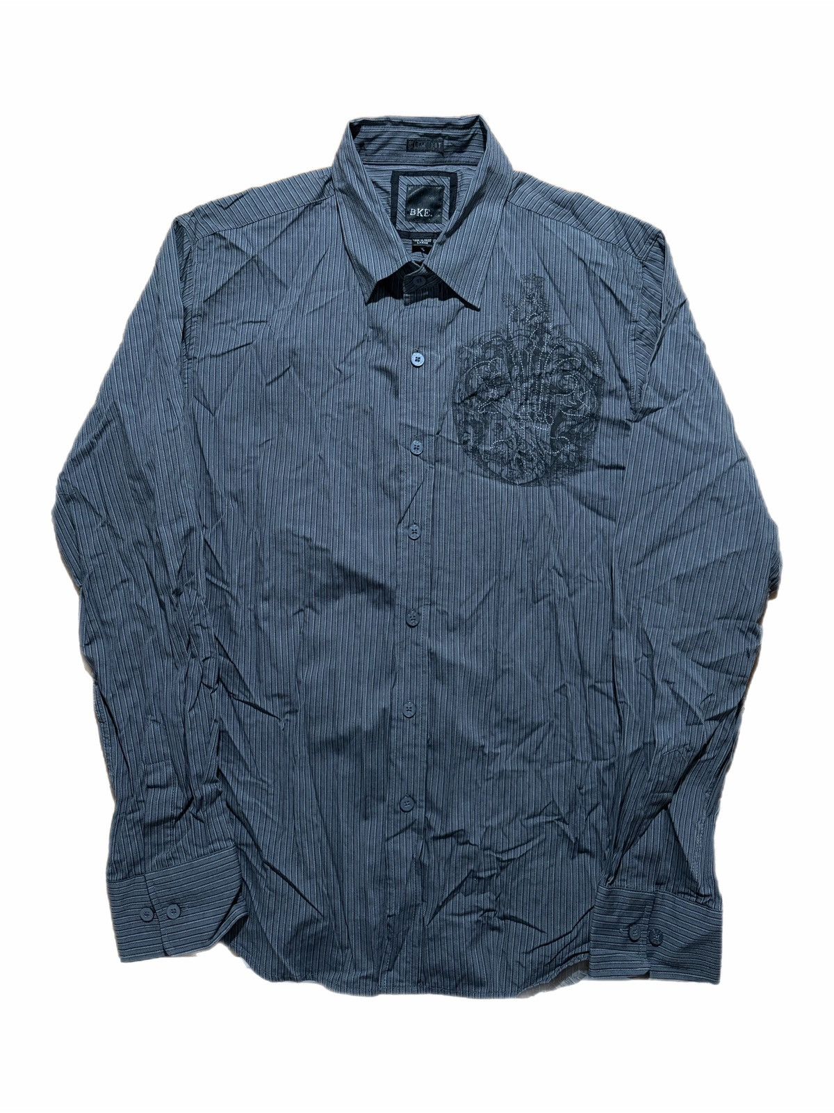 BKE BKE Men's Slim Fit Striped Button Down Shirt Y2K Goth Punk Size US L / EU 52-54 / 3 - 2 Thumbnail