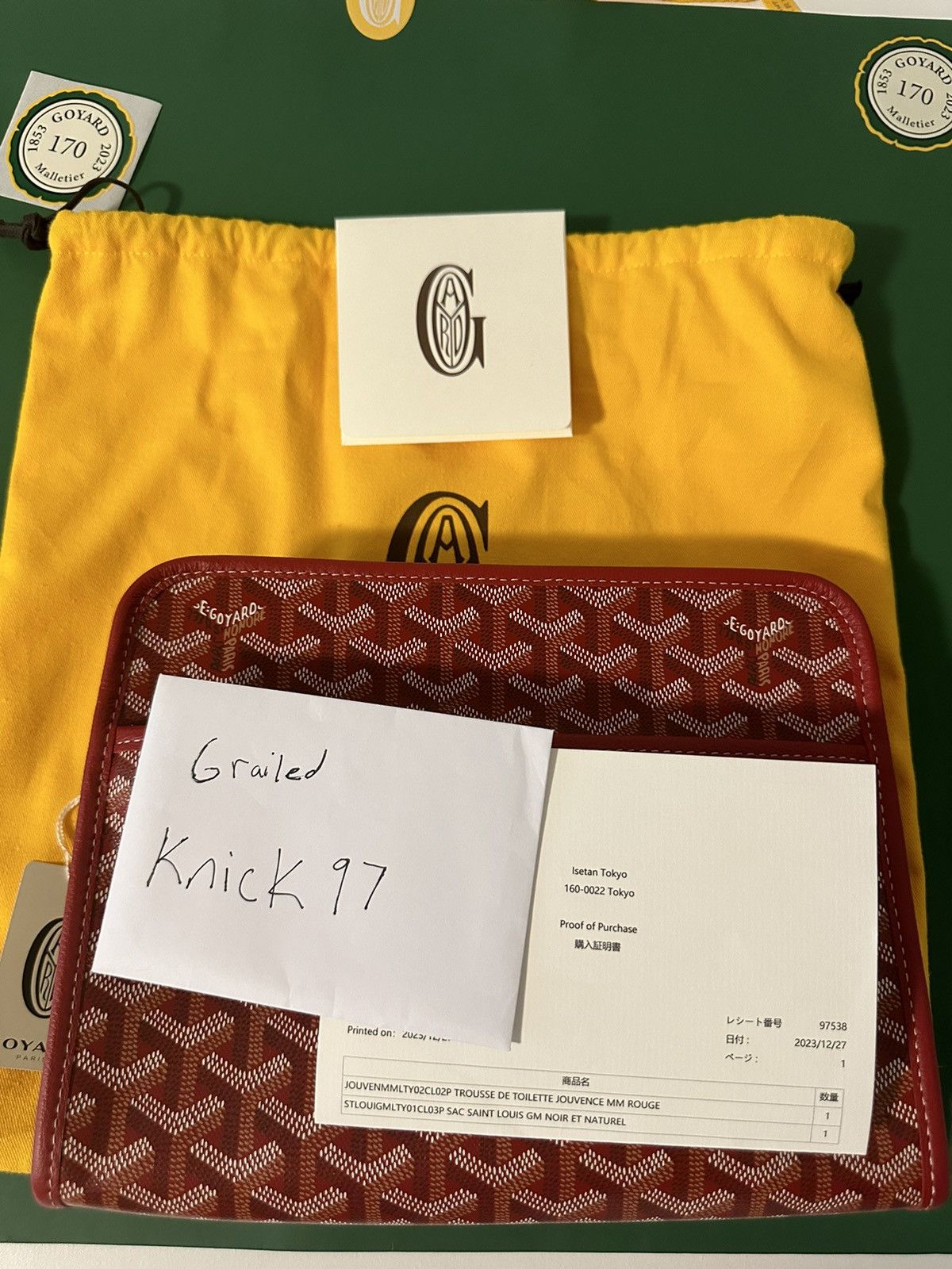 image of Authentic Goyard Jouvence Toiletry Bag Mm Red, Women's