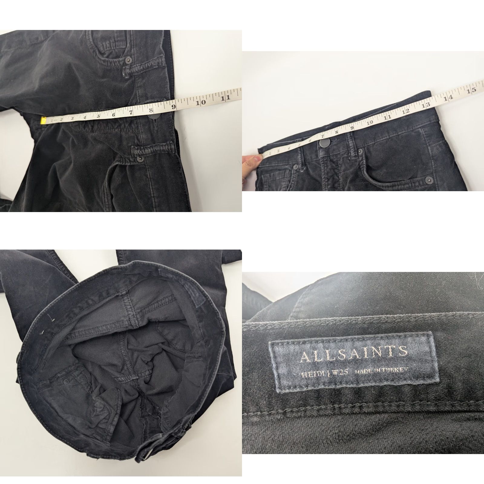 Allsaints VINTAGE AllSaints Jeans 25 Black Velvet Cropped 90s Y2K 2000s Womens Premium Fit Regular Cropped Velvet Jeans Size 42" / US 20 - 8 Thumbnail