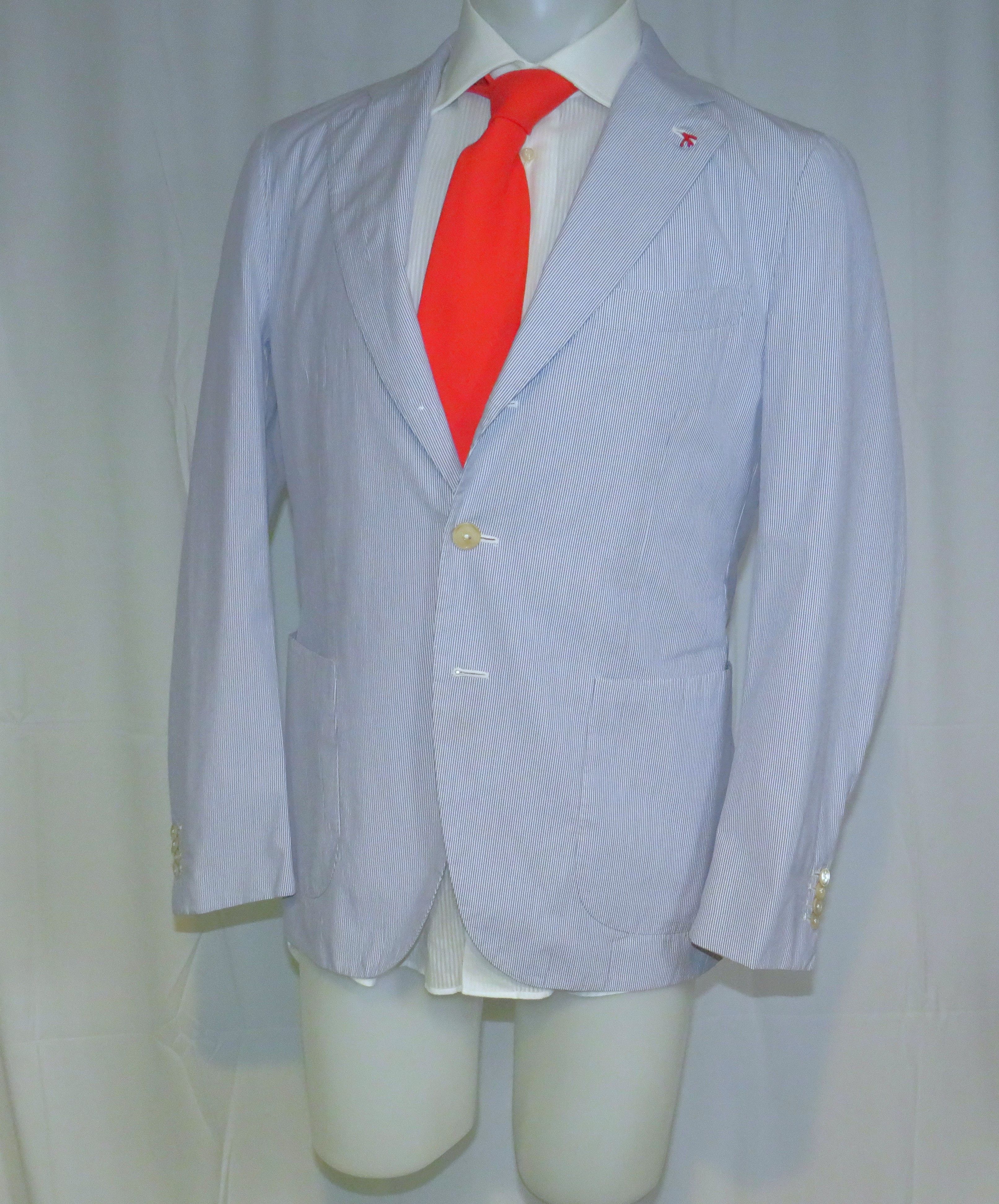 Isaia Sailor Seersucker Blue Stripe Current Three/Two Blazer 42R Size 42R - 7 Thumbnail