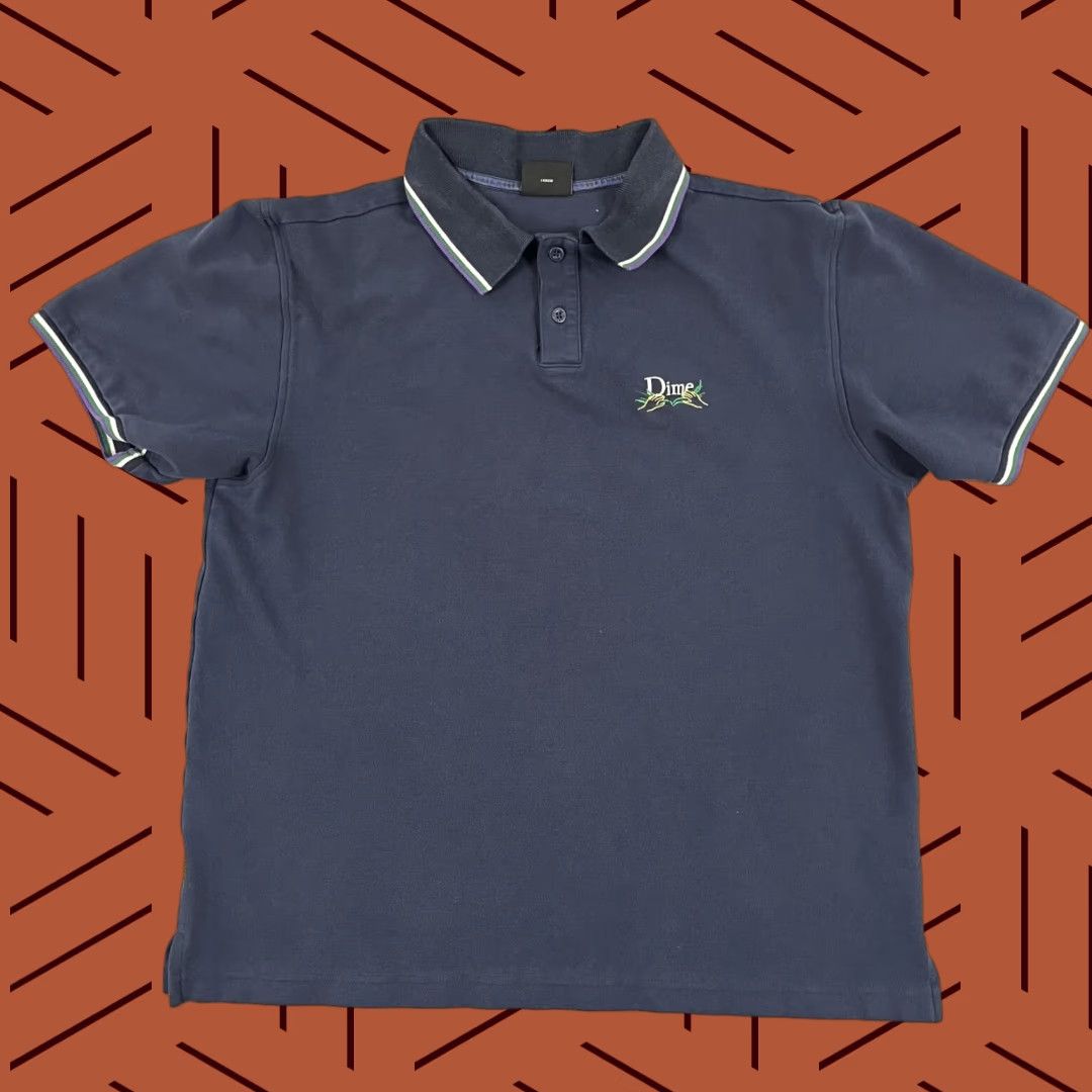 Dime DIME Polo Shirt Mens Medium Faded Blue Knit Short Sleeve Activewear Designer Size US M / EU 48-50 / 2 - 1 Thumbnail