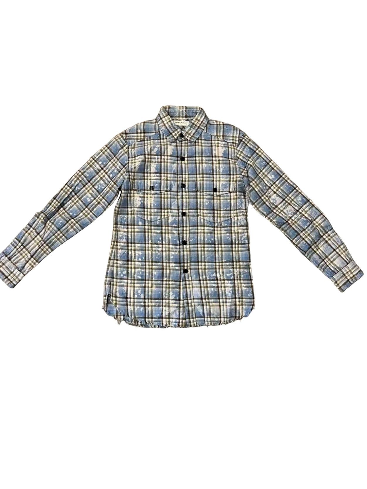 Saint Laurent Paris Saint Laurent Bleach Splatter Plaid Shirt Size S Size US S / EU 44-46 / 1 - 1 Thumbnail