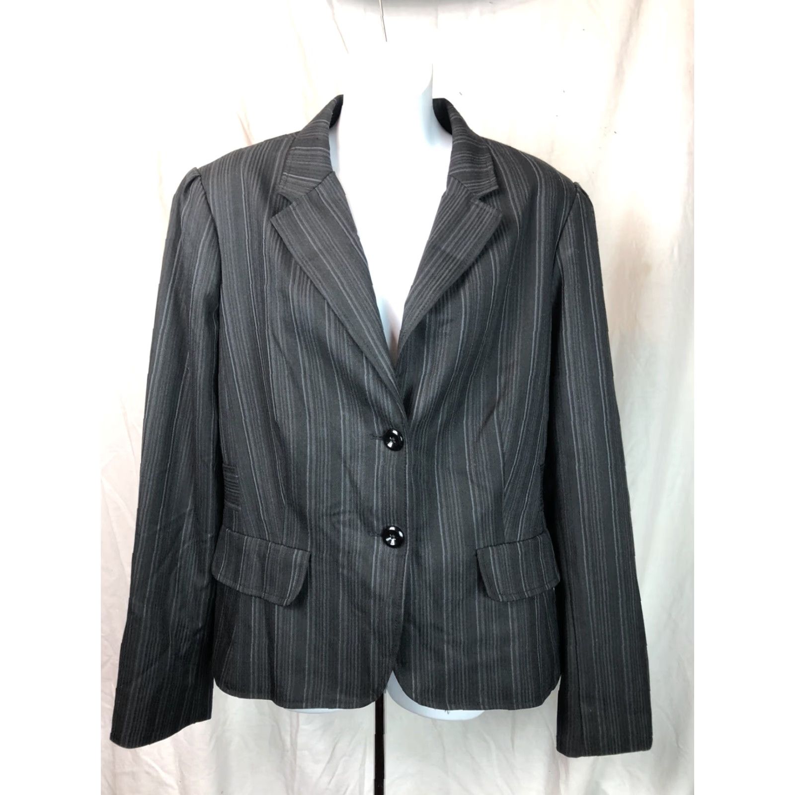 George George Blazer Jacket 16 Black Stripe Notch Collar Double Vent Lined Women Corporate Casual Workwear Blazer Mens? Size XXL / US 16-18 / IT 52-54 - 5 Thumbnail