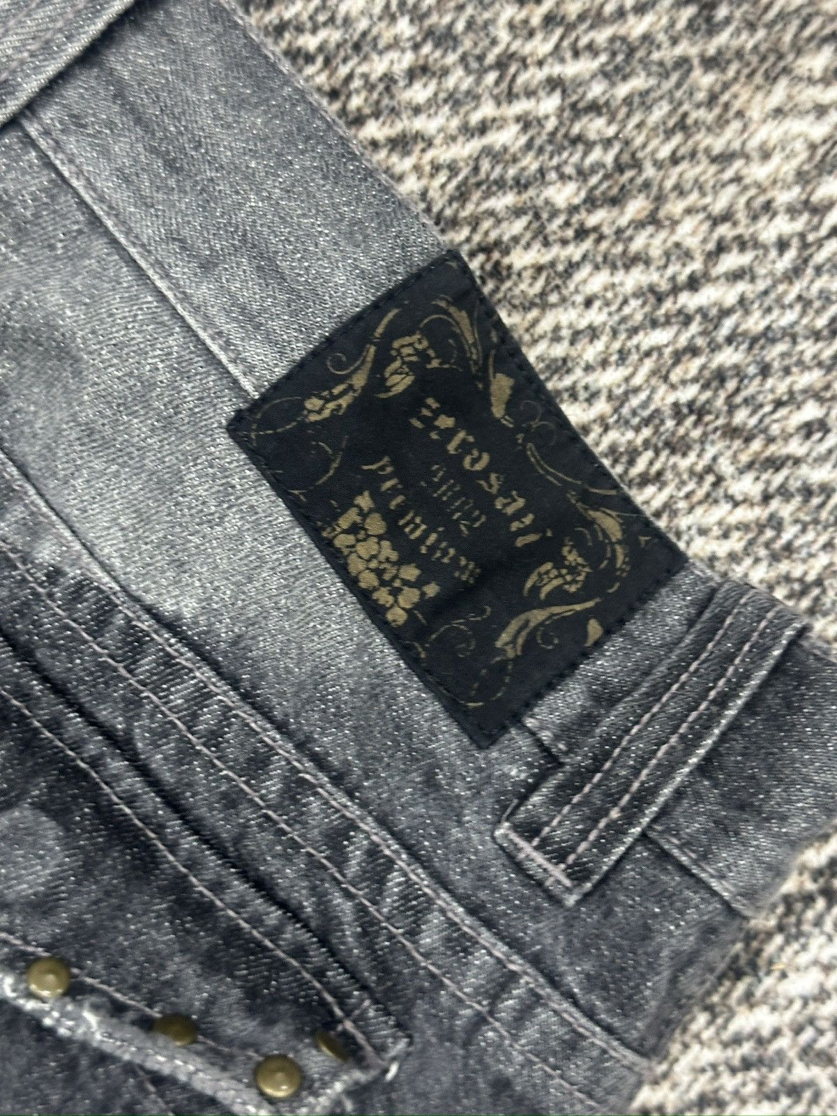 If Six Was Nine × Japanese Brand × Le Grande Bleu (L.G.B.) Zero Sail Distressed Zig Zag Black Wash denim Size US 34 / EU 50 - 17 Thumbnail