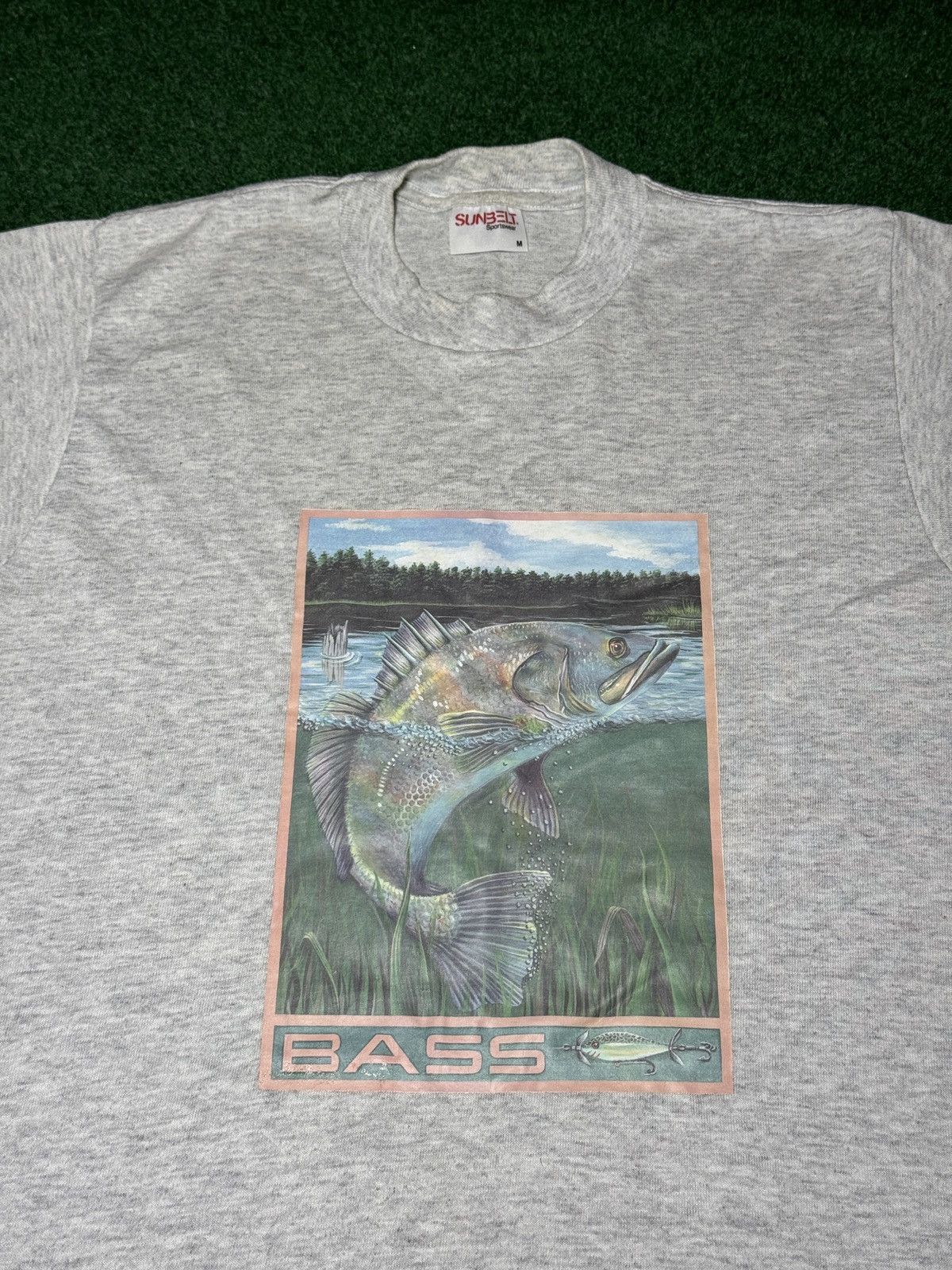 Vintage Vintage Bass Fish Tee Medium 18x27 Fishing 80s 90s T Shirt Size US M / EU 48-50 / 2 - 2 Thumbnail