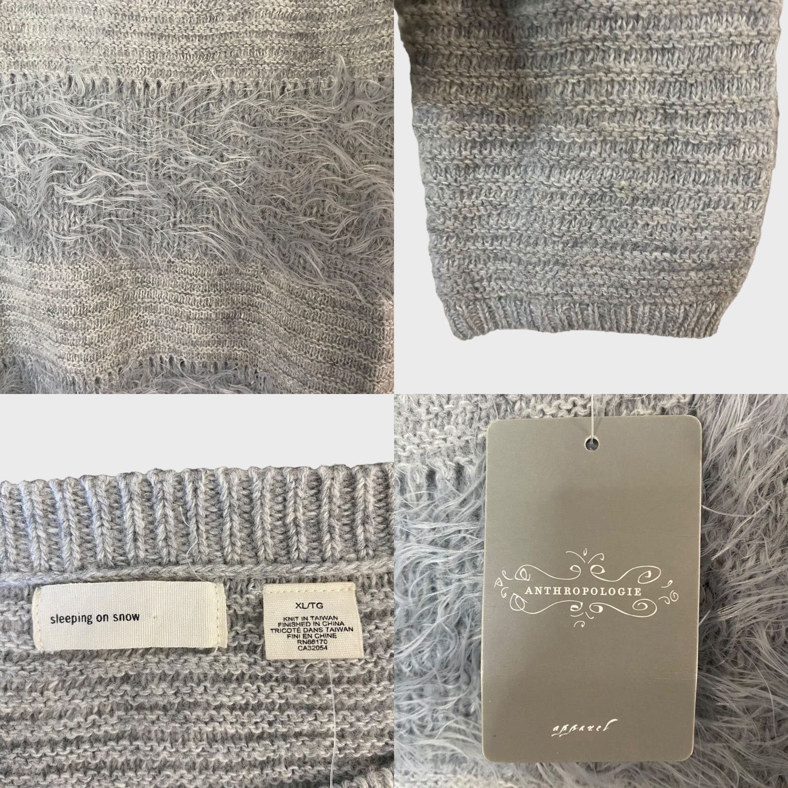 Anthropologie VINTAGE Anthropologie Sleeping On Snow Ruffled Nuvola Sweater Women XL Gray Wool Pullover 90s Size XL / US 12-14 / IT 48-50 - 8 Thumbnail