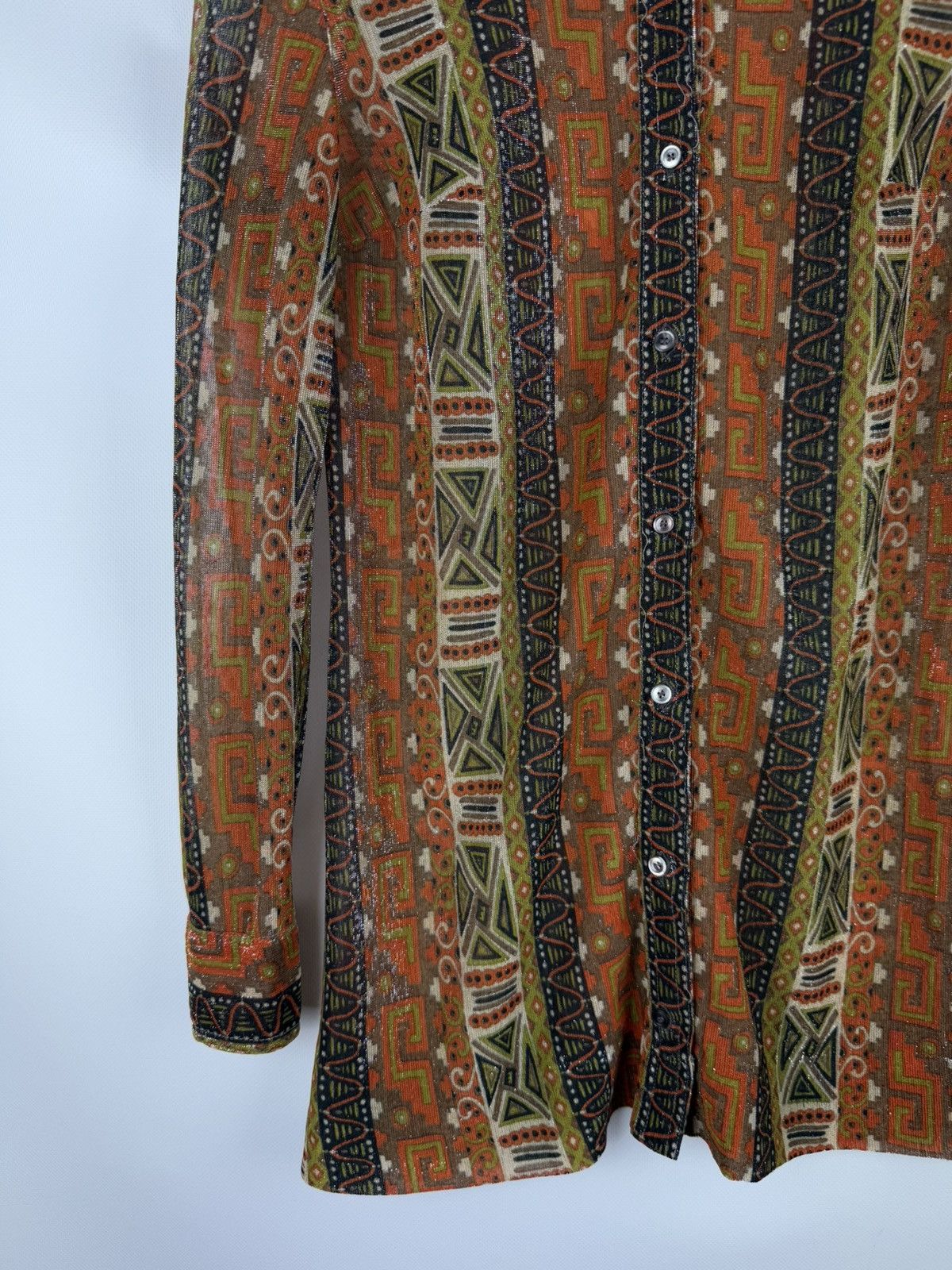 Celine Celine Vintage 70s Geometric Pattern L/S Button Up Shirt Size M / US 6-8 / IT 42-44 - 7 Thumbnail
